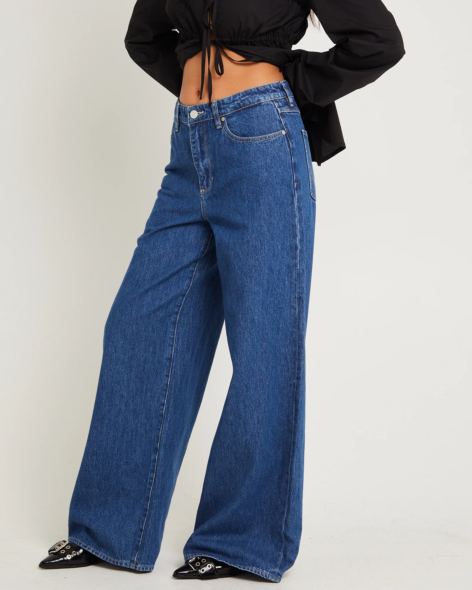 Mid Stevie Relaxed Denim Jeans Kick Drum Blue - Image 4
