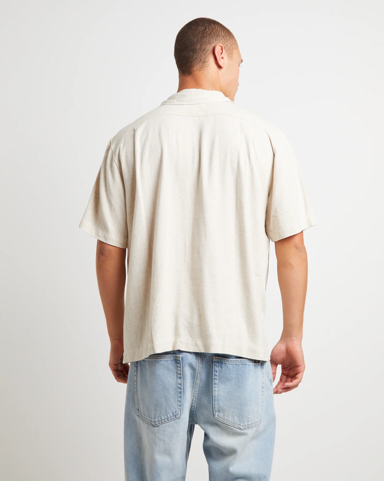 Mikey Short Sleeve Resort Shirt in Natural - Image 2