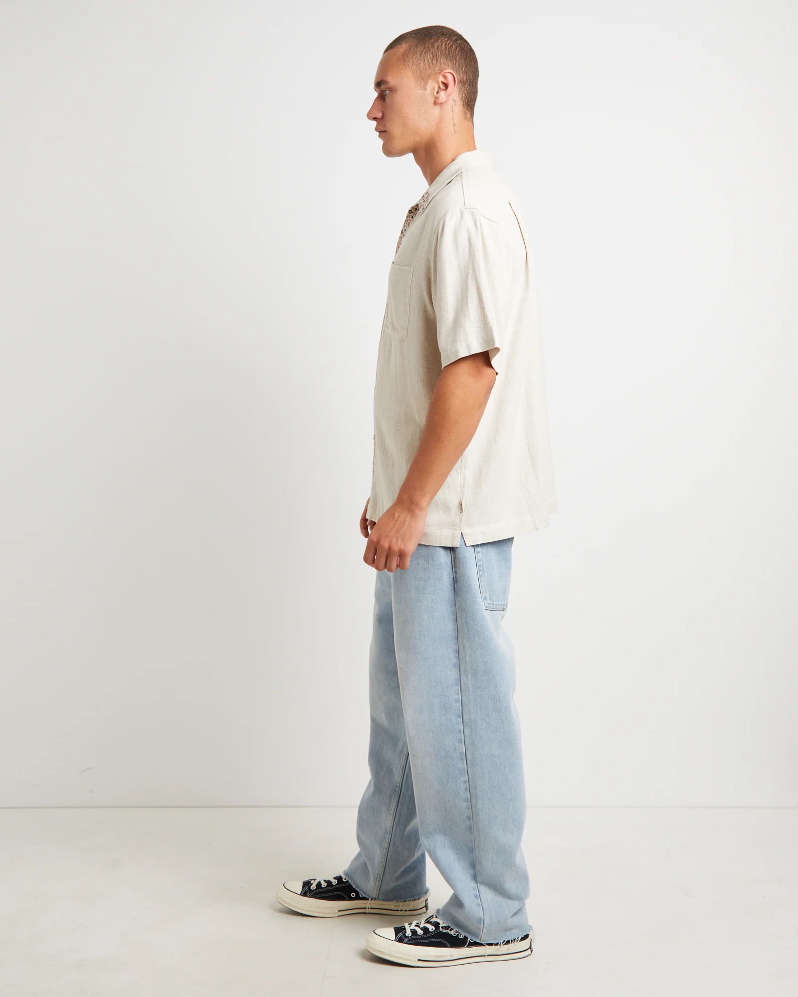 Mikey Short Sleeve Resort Shirt in Natural - Image 4