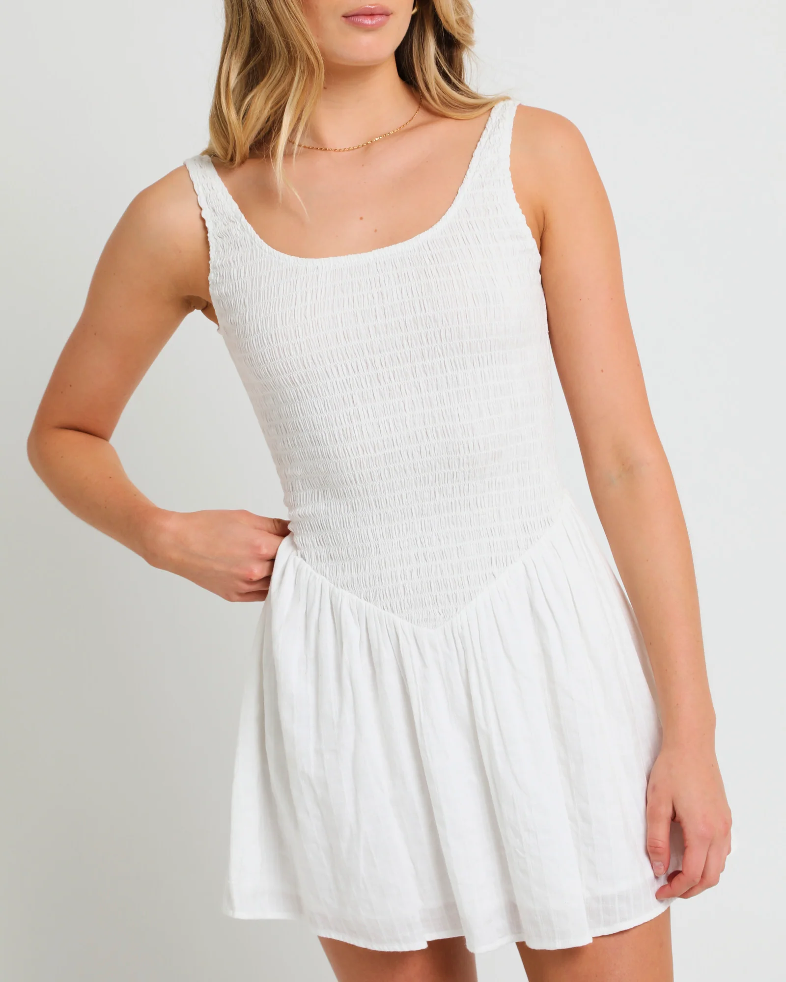 Milan Drop Waist Shirred Dress - Image 5