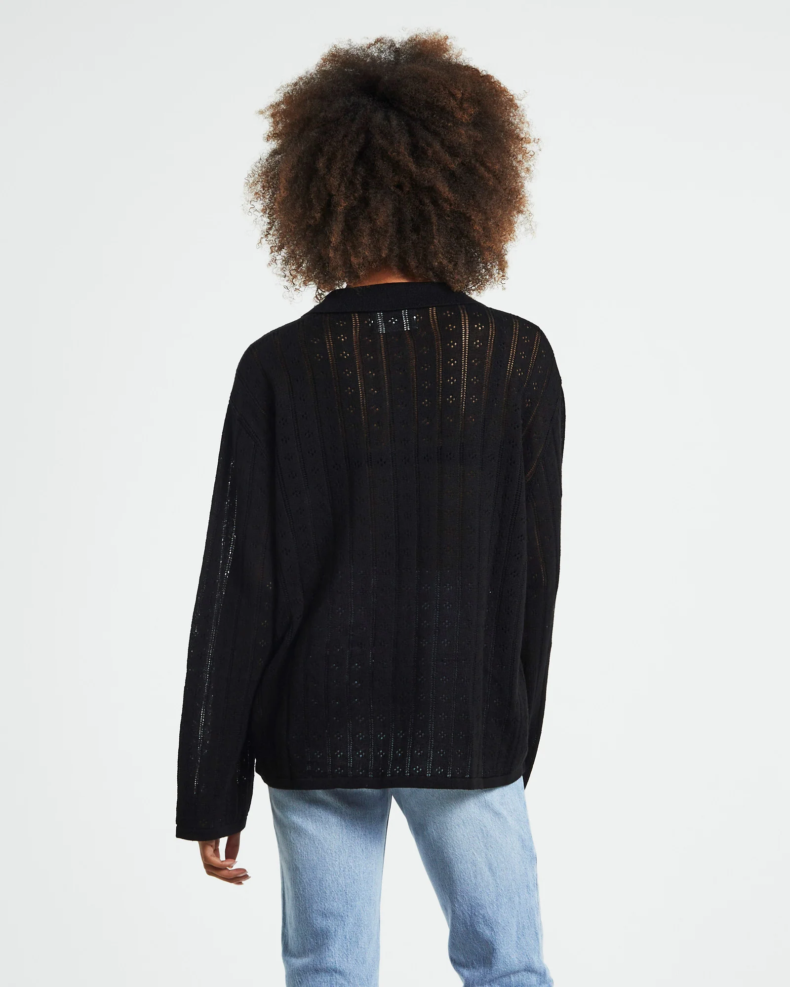 Milan Knit Long Sleeve Shirt Black - Image 2