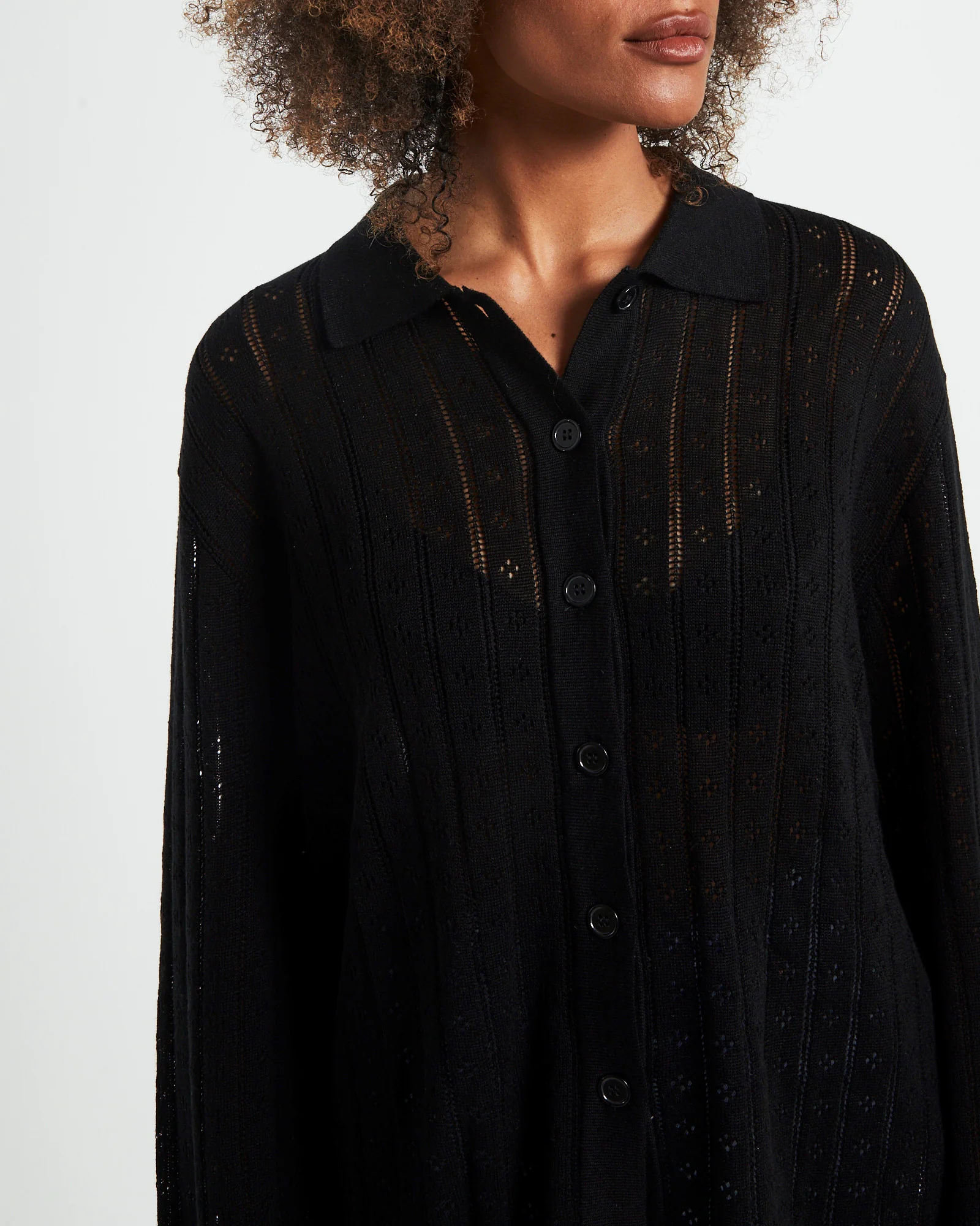 Milan Knit Long Sleeve Shirt Black - Image 6