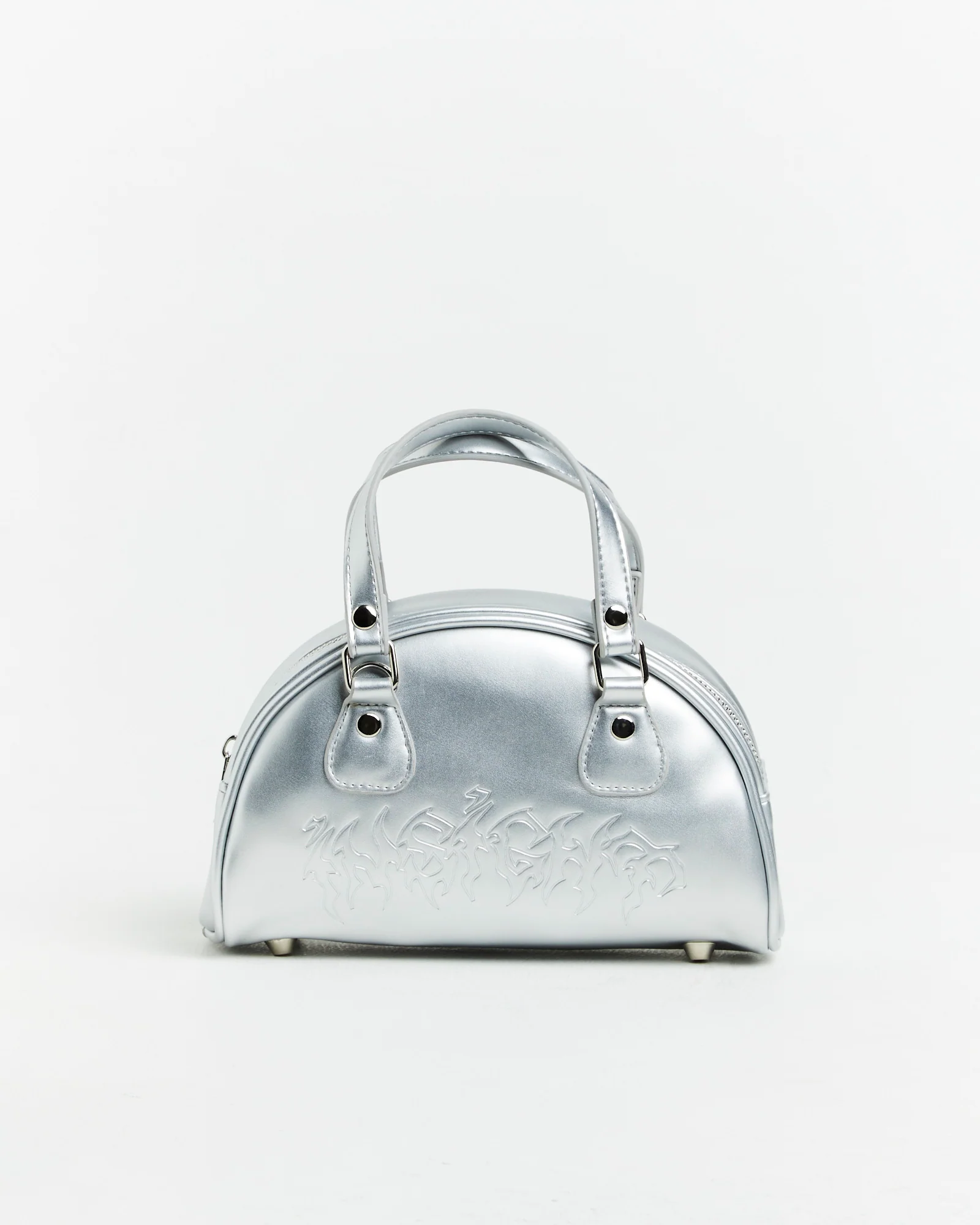 Mini Bowling Bag in Metallic Silver - Image 2