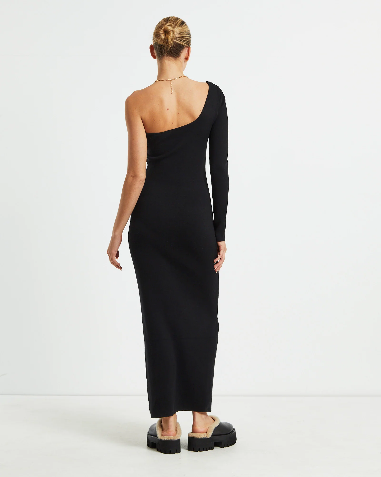 Monty One Shoulder Knit Dress Black - Image 2