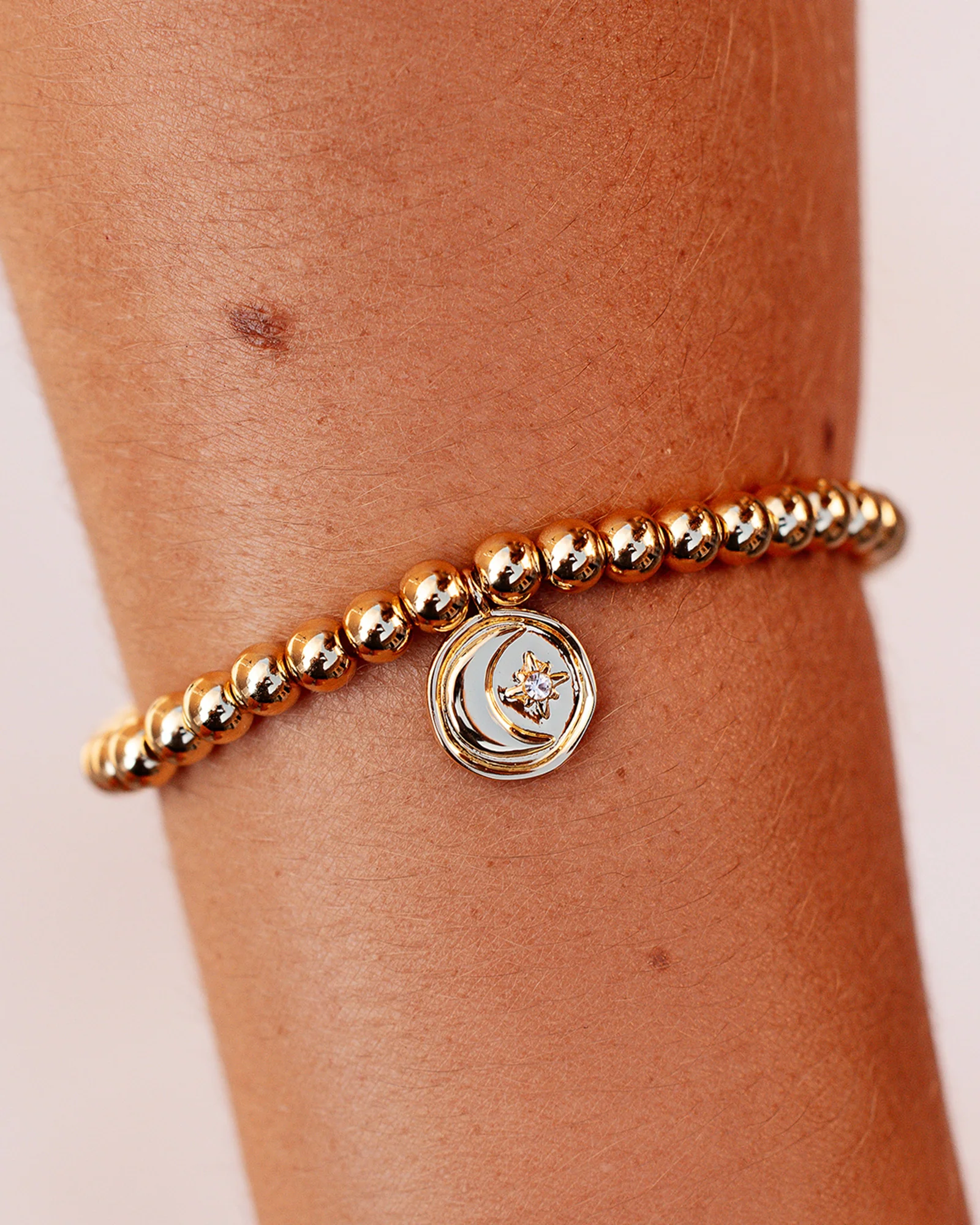 Moon Metal Stretch Gold Bracelet - Image 3