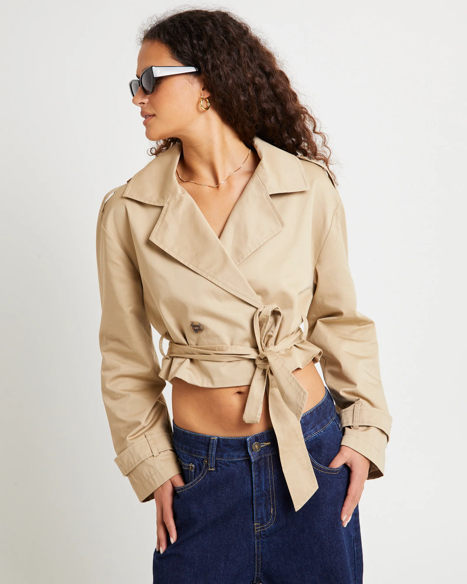 Morgan Boxy Cropped Trench Coat - Image 5