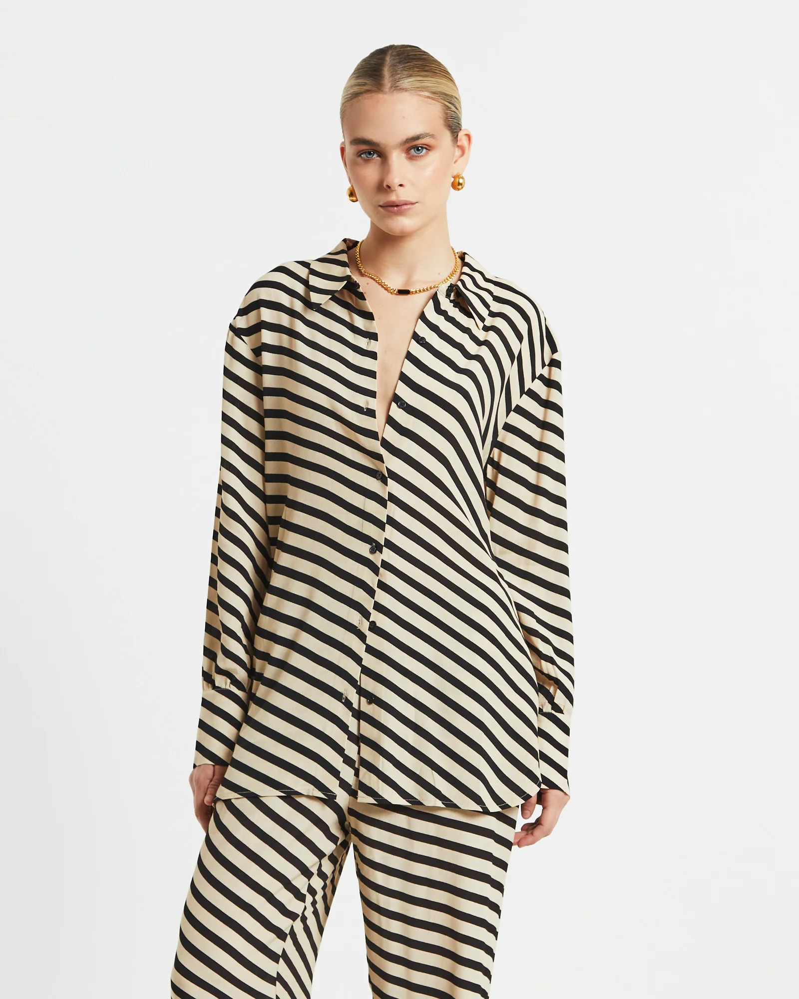 Morgan Printed Crepe Long Sleeve Shirt in Assorted
