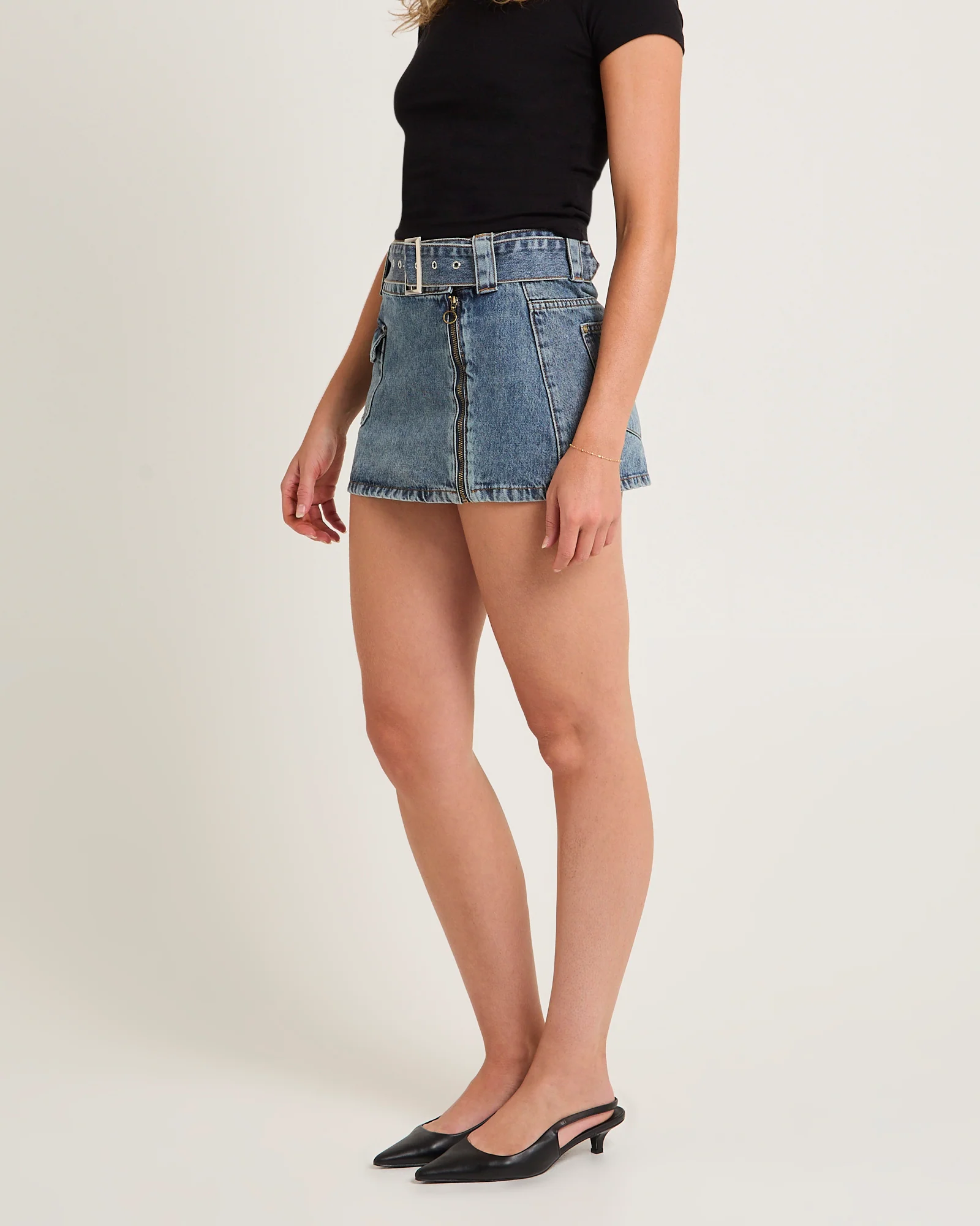 Moto Mini Denim Skirt - Image 4