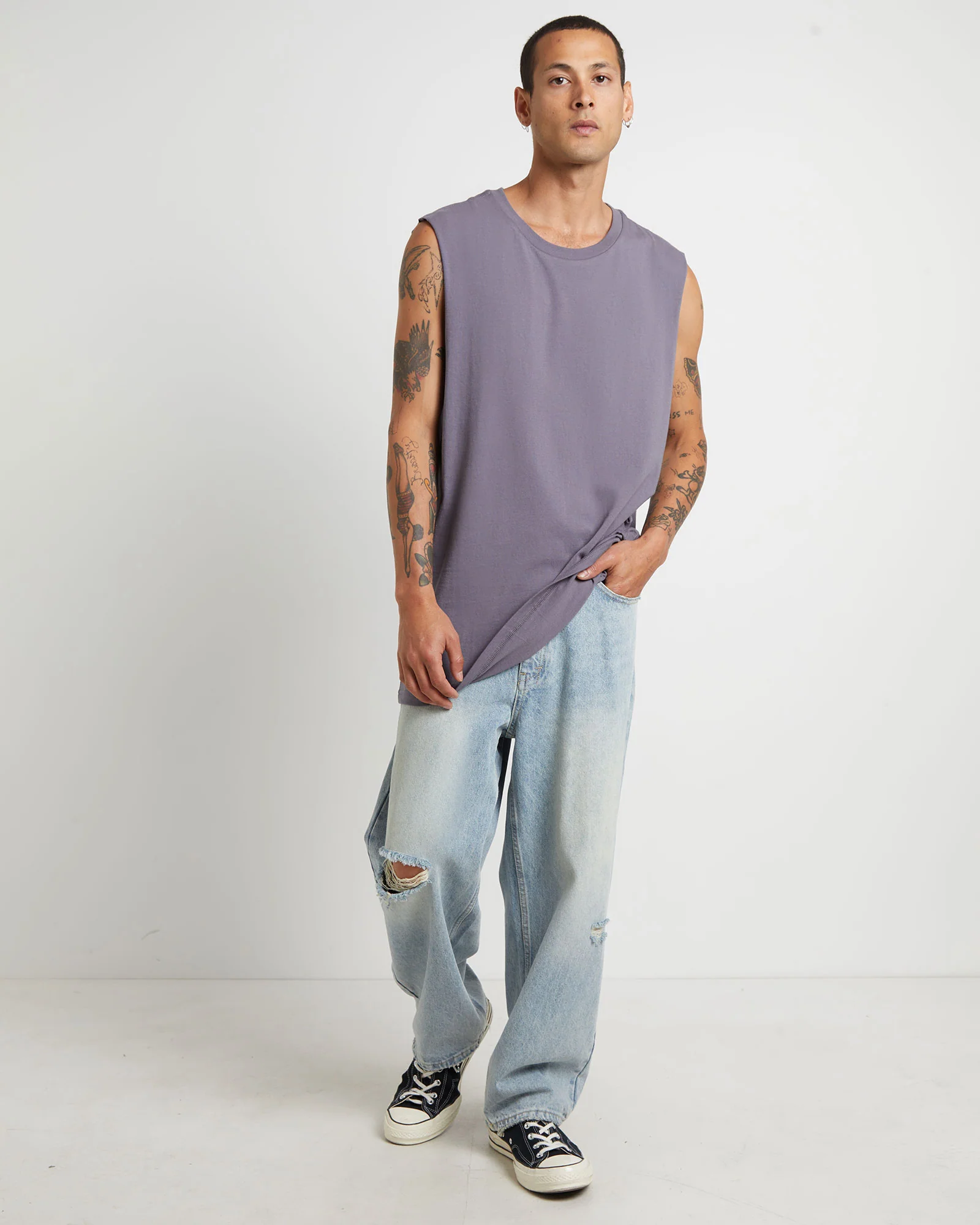 Muscle Tank in Pewter Grey - Image 3