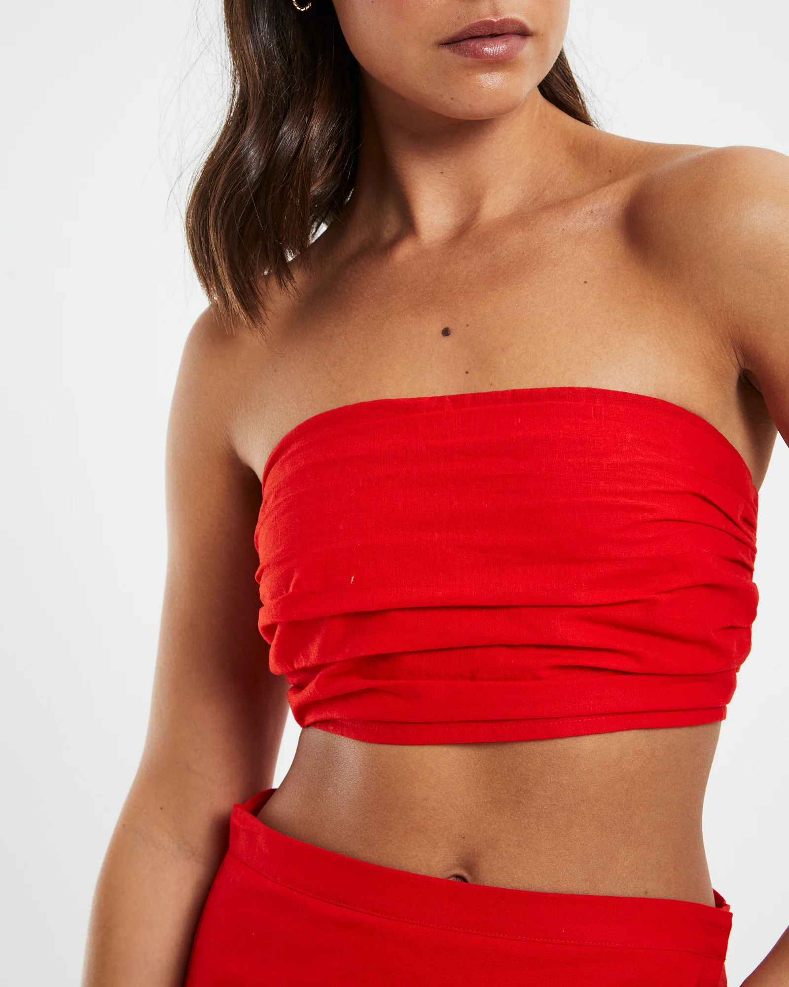 Mya Ruched Bandeau Top Red - Image 6