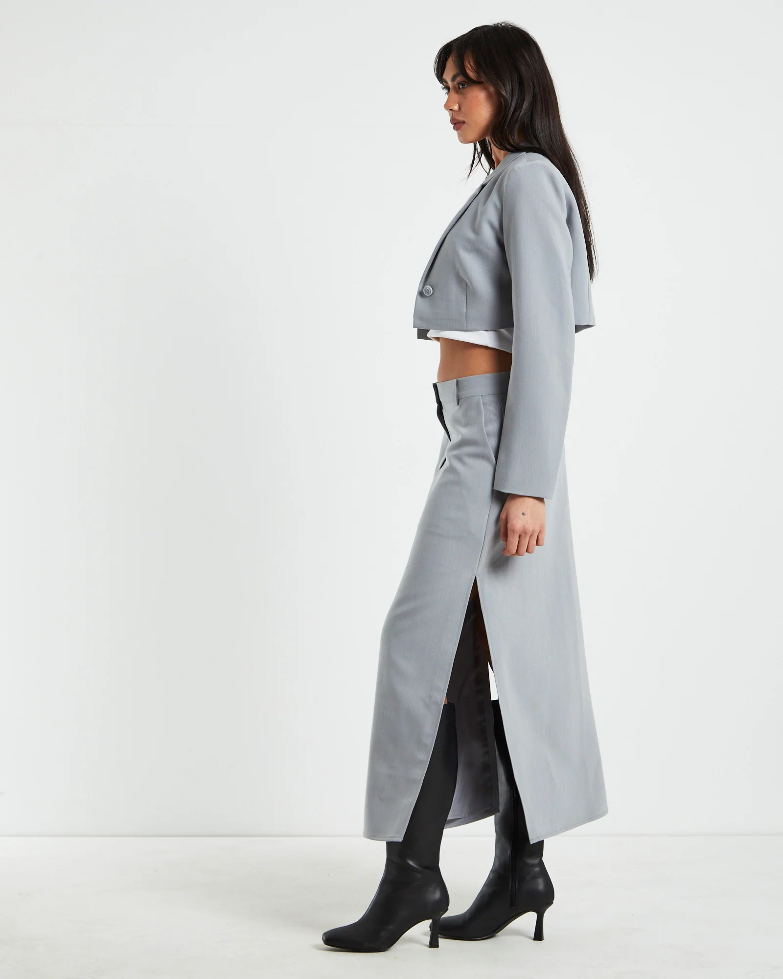Myla Boyfriend Blazer in Dove Grey - Image 4