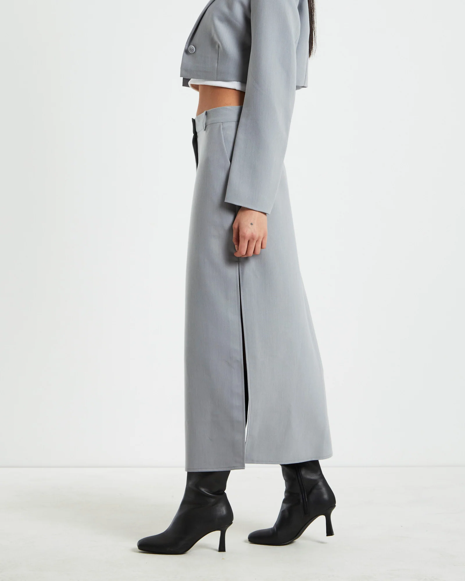 Myla Tailored Pencil Skirt Dove Grey - Image 4