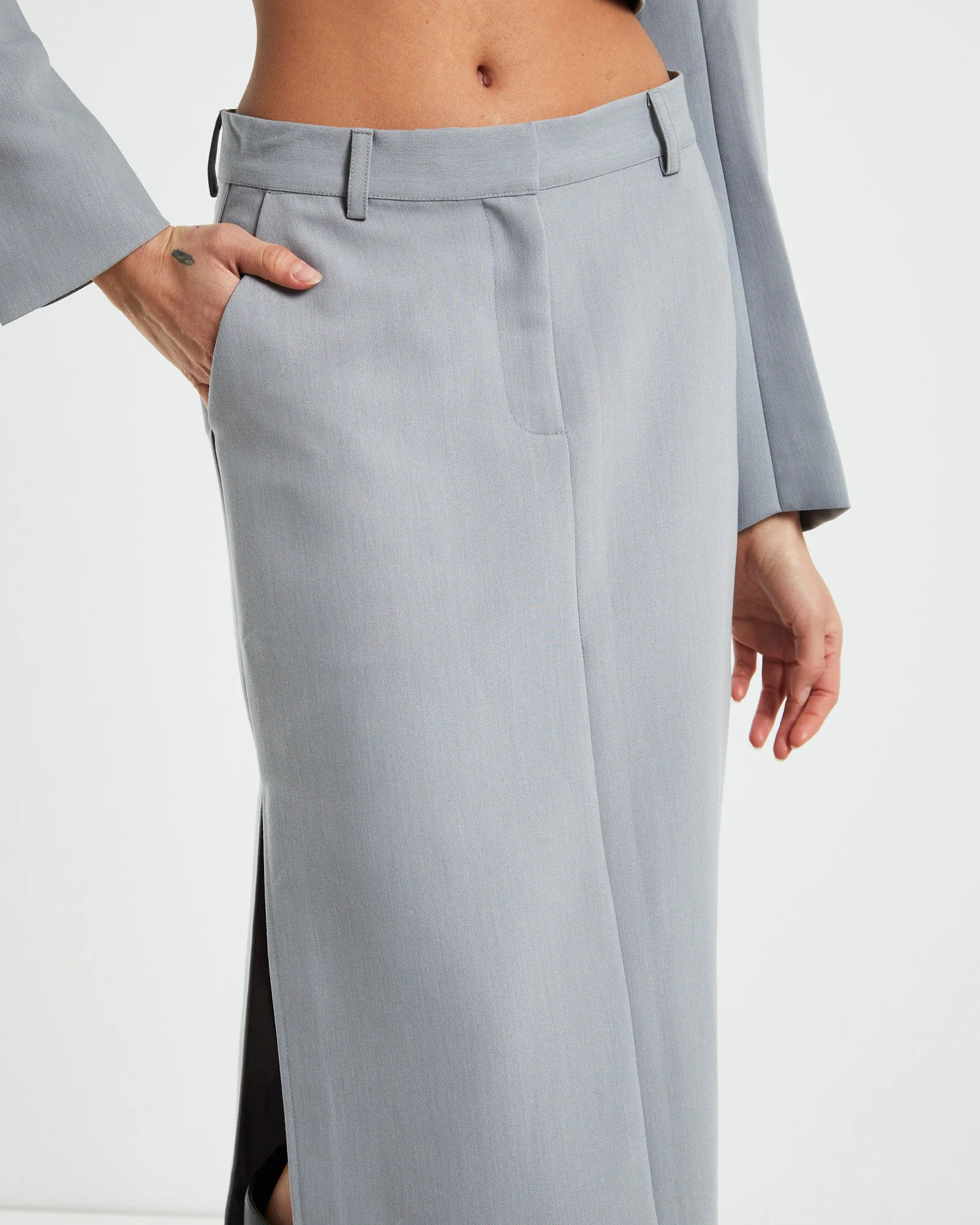 Myla Tailored Pencil Skirt Dove Grey - Image 5