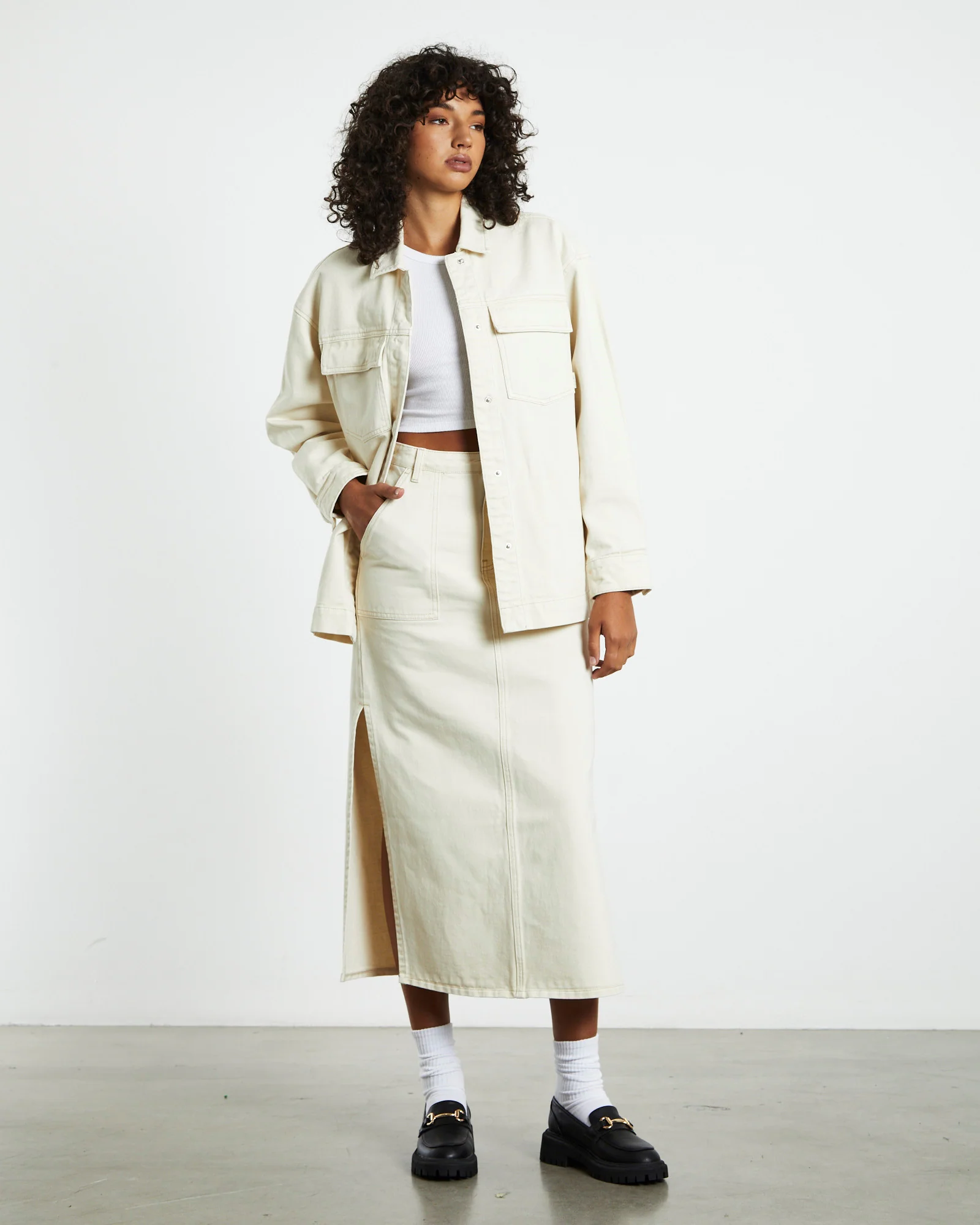 Myles Shacket Sand White - Image 3