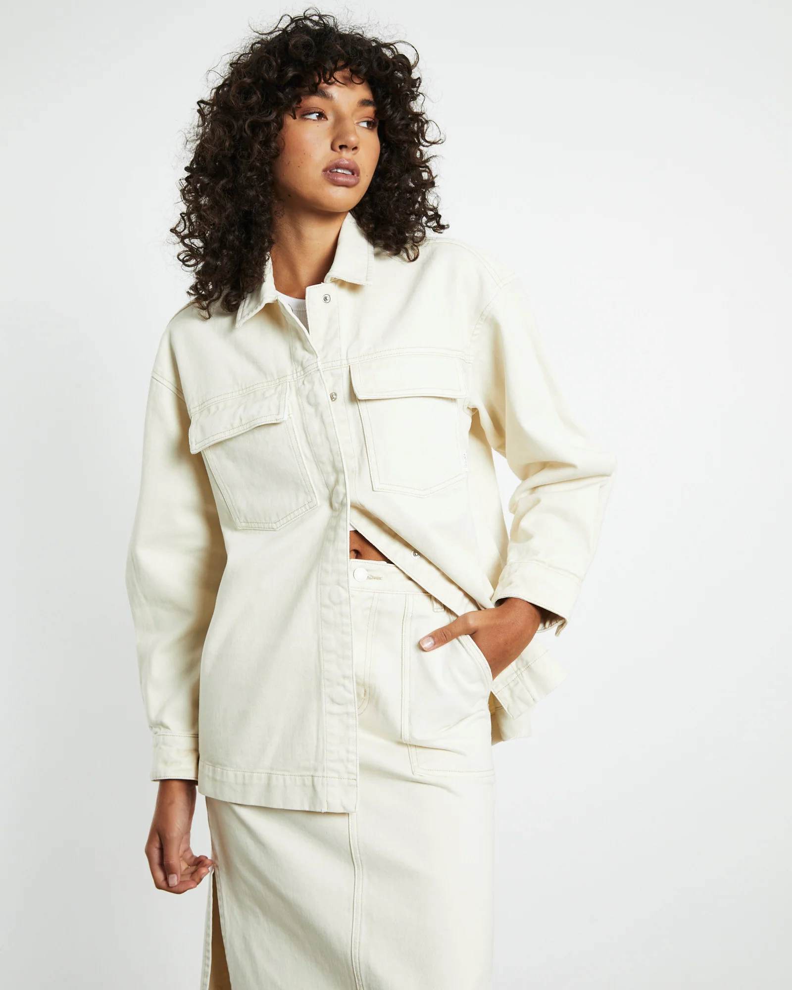Myles Shacket Sand White - Image 6