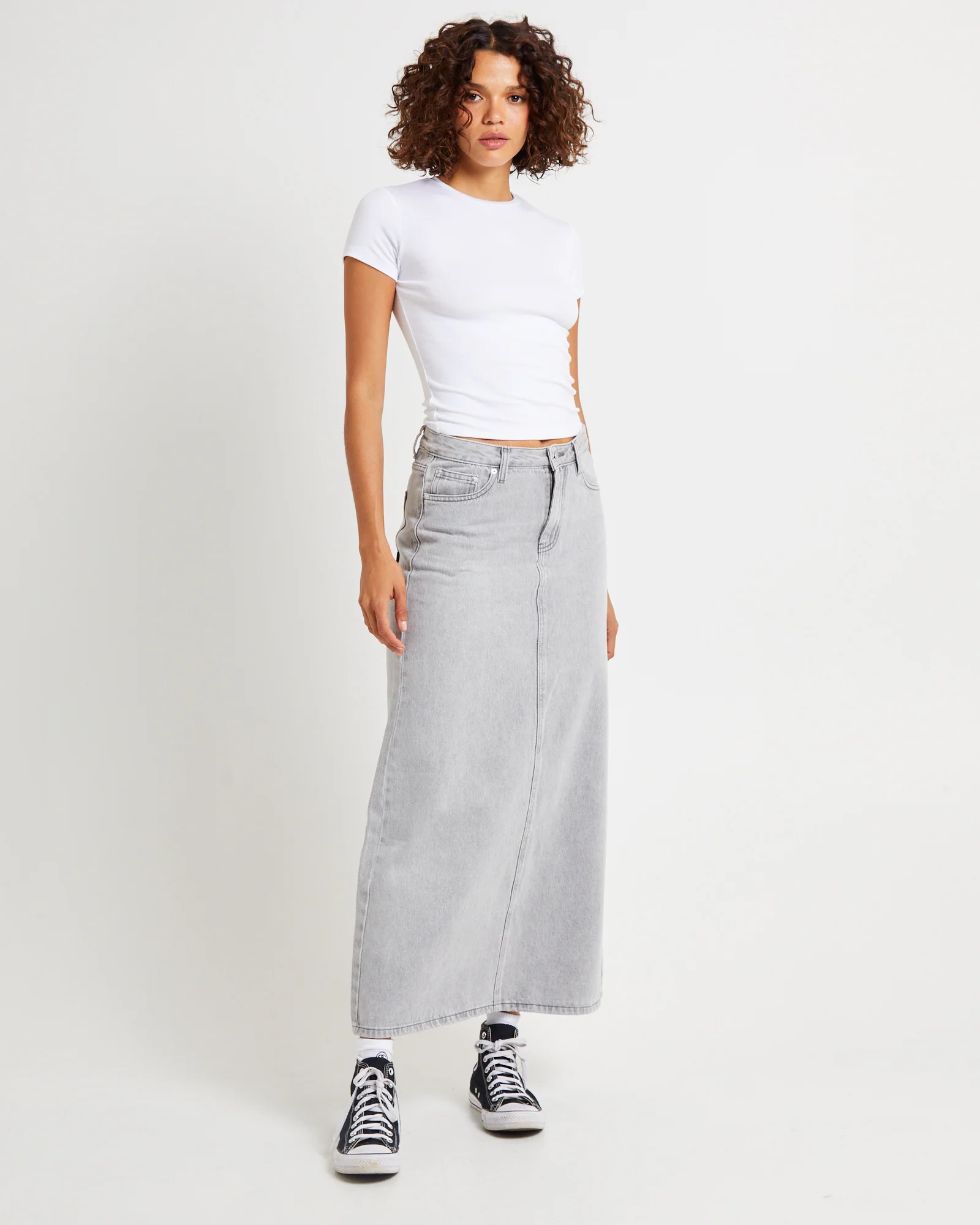 Nala Maxi Denim Skirt Pebble - Image 3