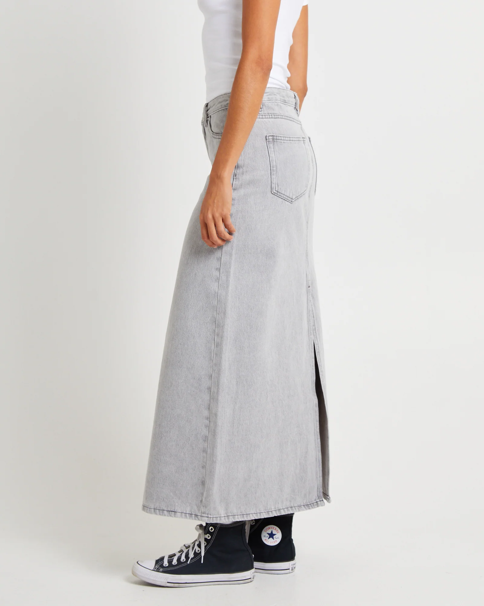 Nala Maxi Denim Skirt Pebble - Image 4