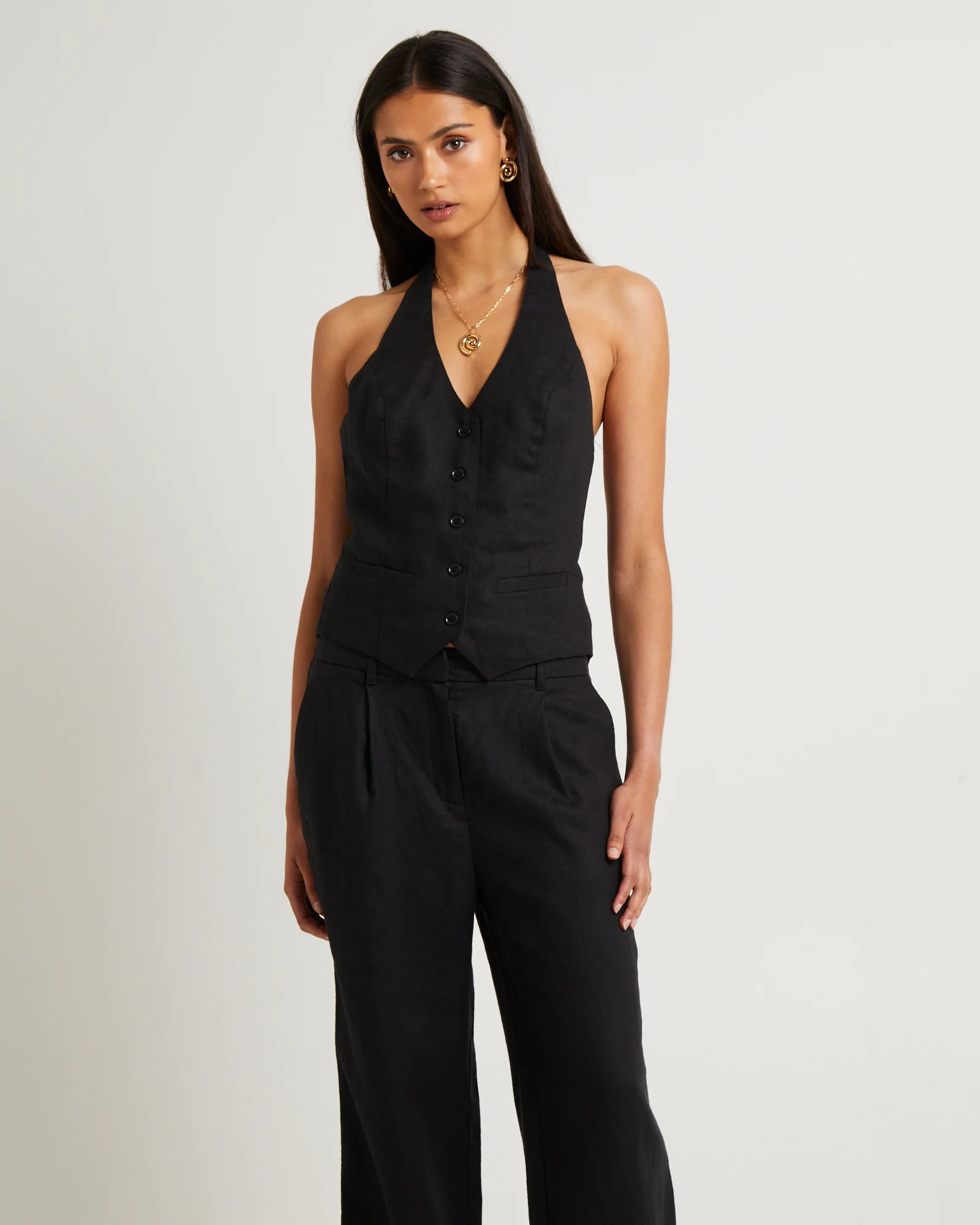 Naomi Linen Halter Vest - Image 4