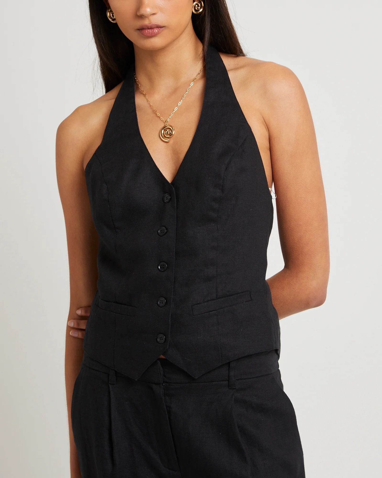 Naomi Linen Halter Vest - Image 8
