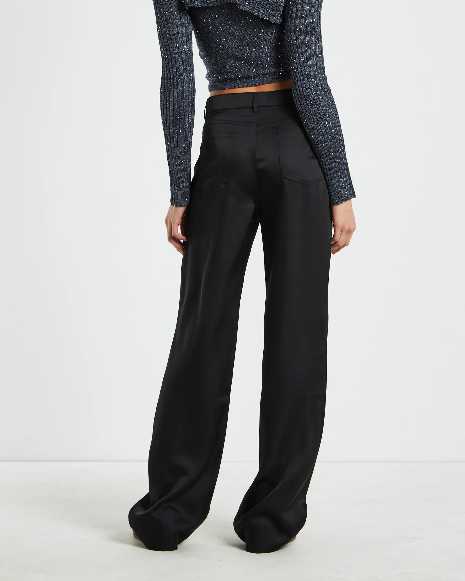 Natalie Silky Cargo Pants in Black - Image 2