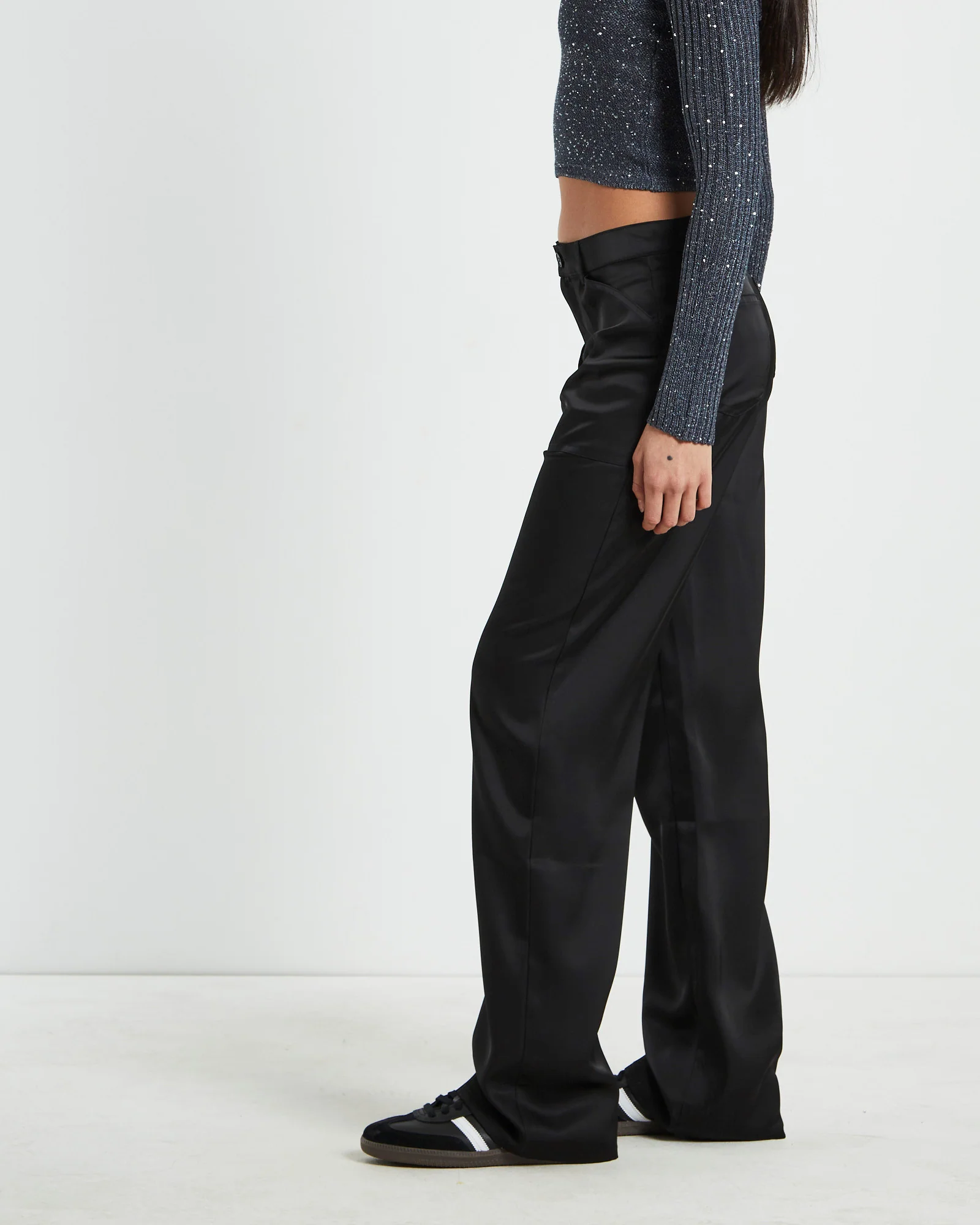 Natalie Silky Cargo Pants in Black - Image 4