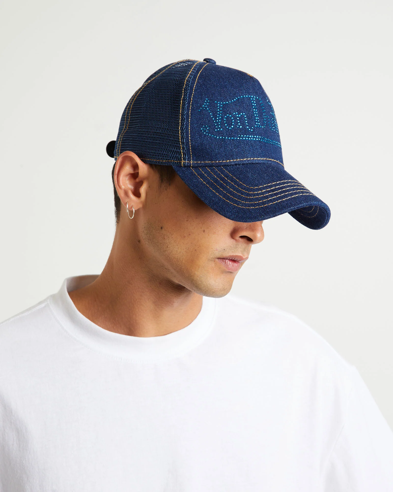 Navy Stone Denim Trucker Cap - Image 2