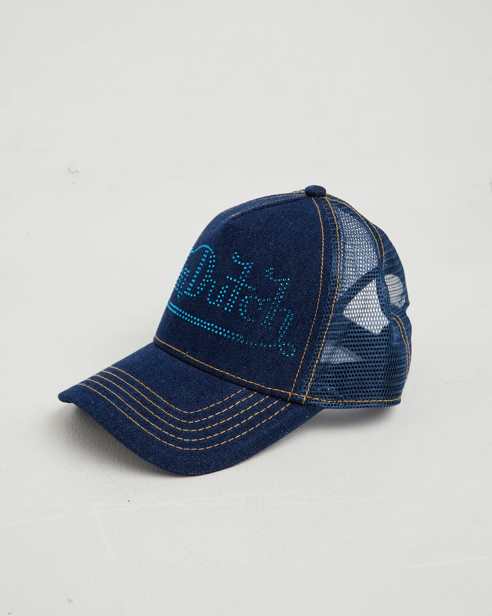 Navy Stone Denim Trucker Cap - Image 7