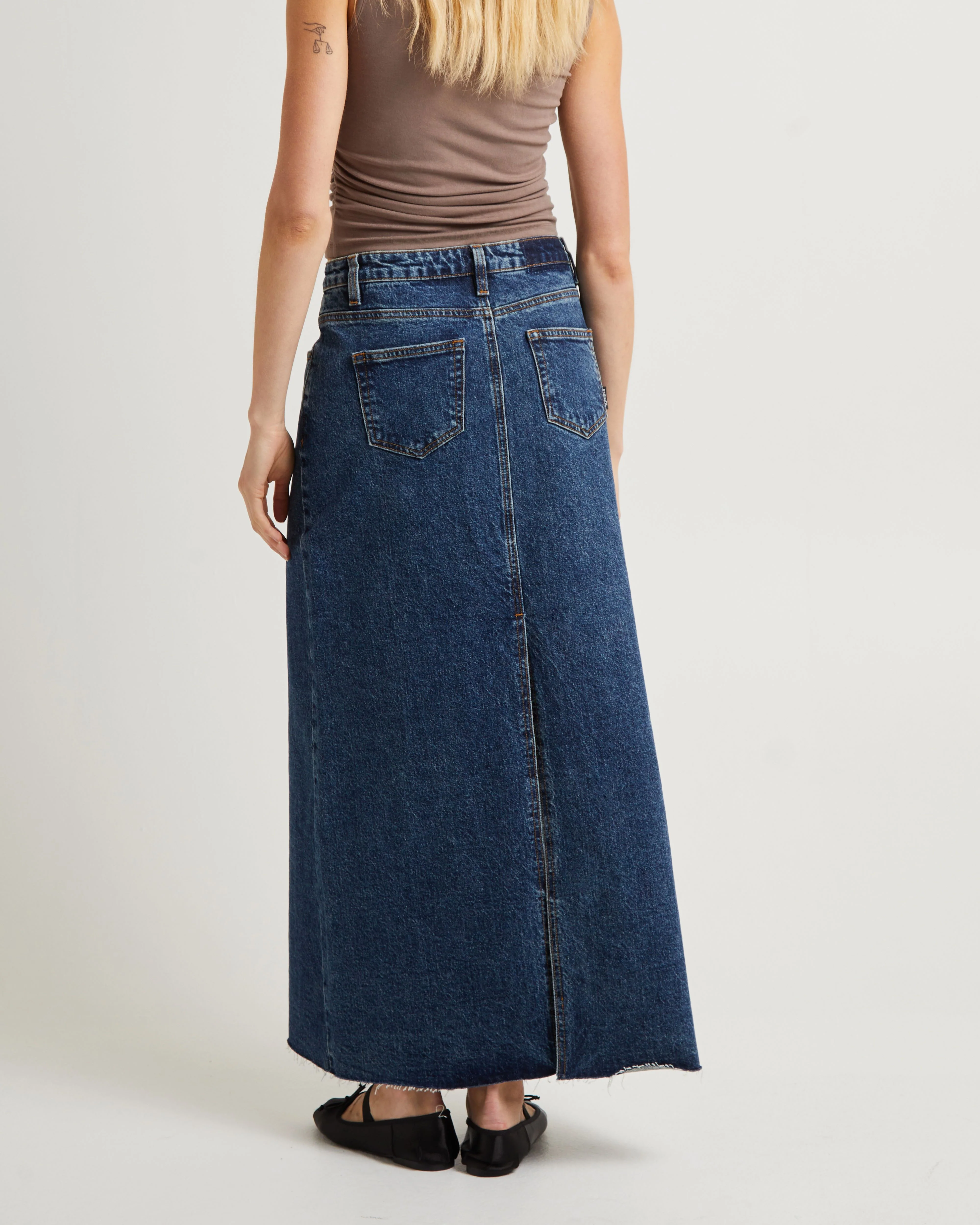 Naya Maxi Denim Skirt Grunge Blue - Image 2