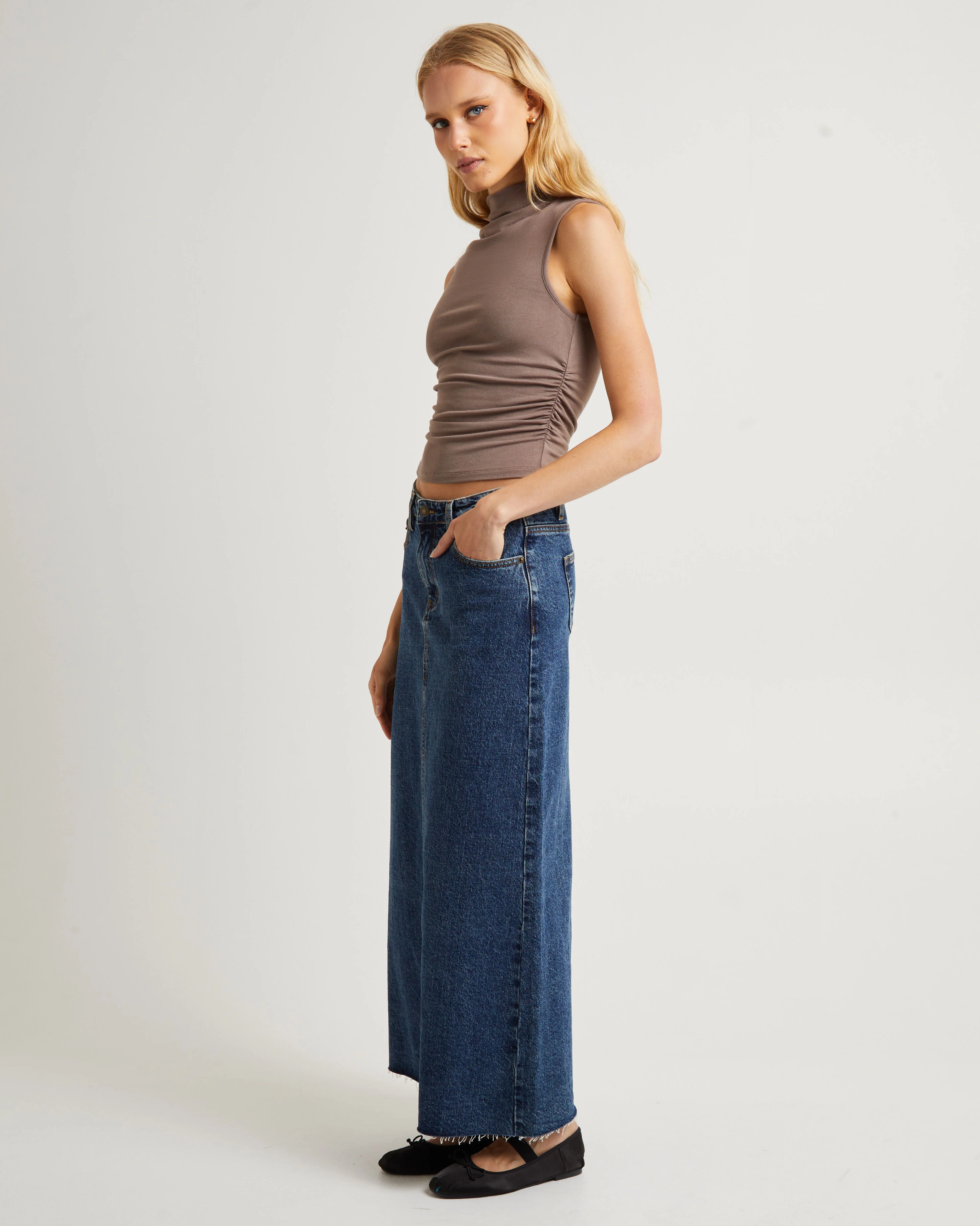 Naya Maxi Denim Skirt Grunge Blue - Image 4
