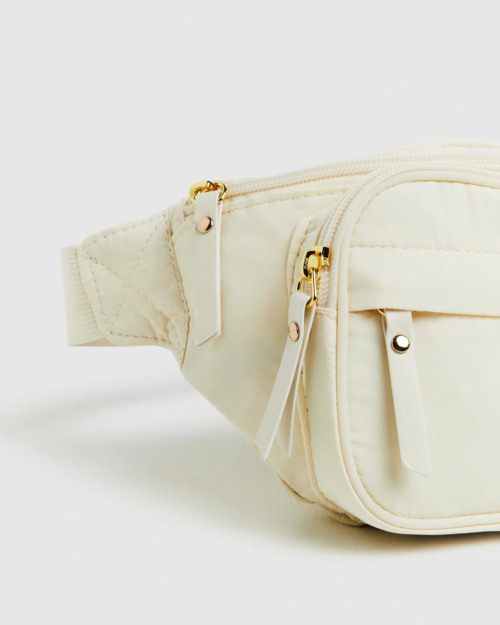 Nelly Nylon Multi Zip Bum Bag Cream - Image 3