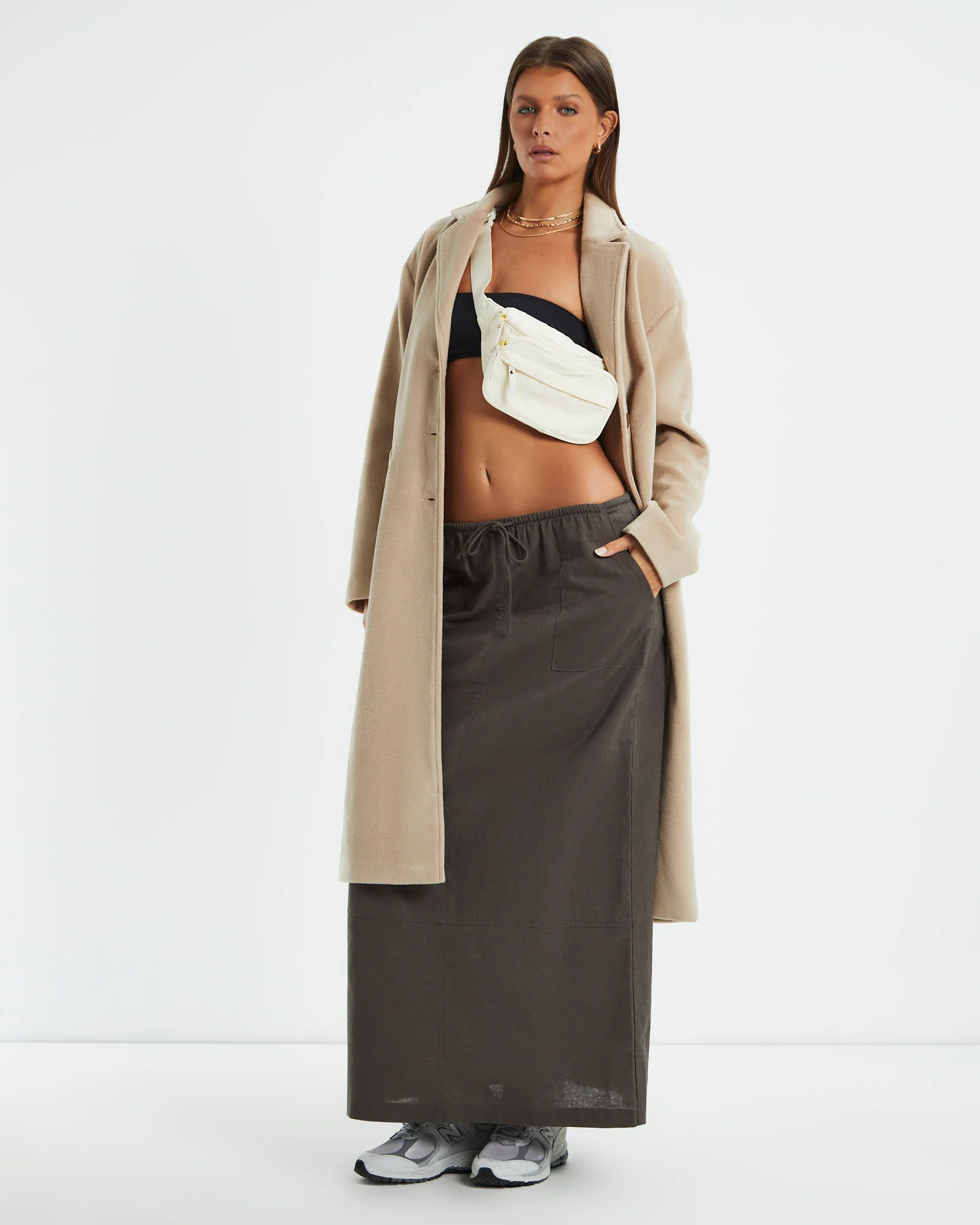Nelly Nylon Multi Zip Bum Bag Cream - Image 4