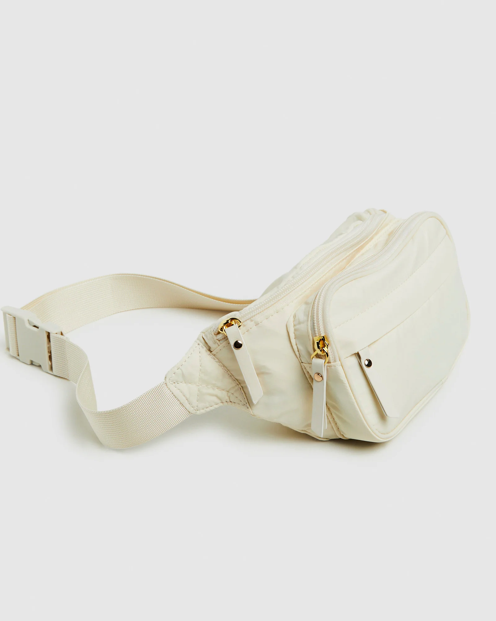 Nelly Nylon Multi Zip Bum Bag Cream - Image 5