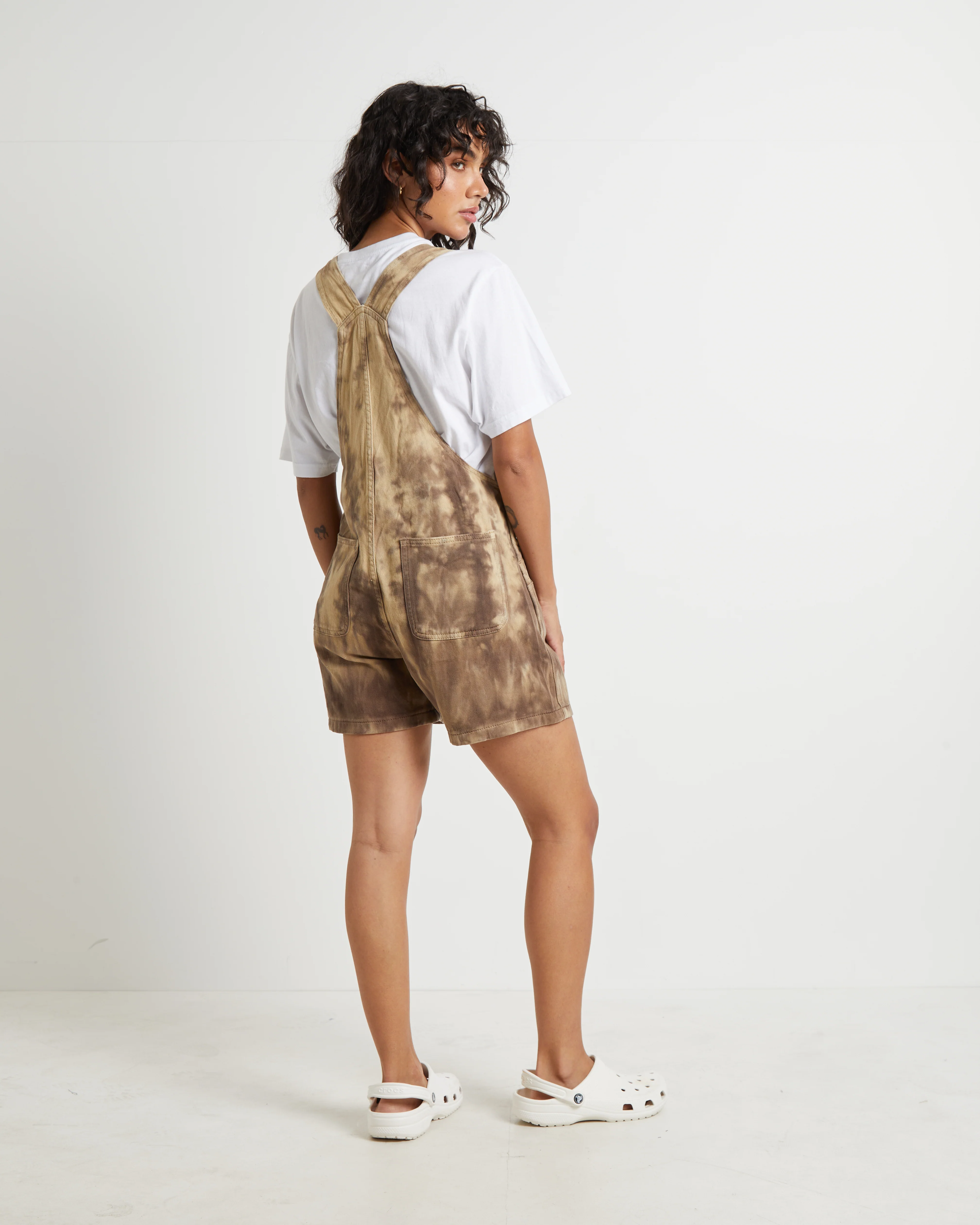 Nevada Denim Short Overalls in Coffee Brown - Image 2