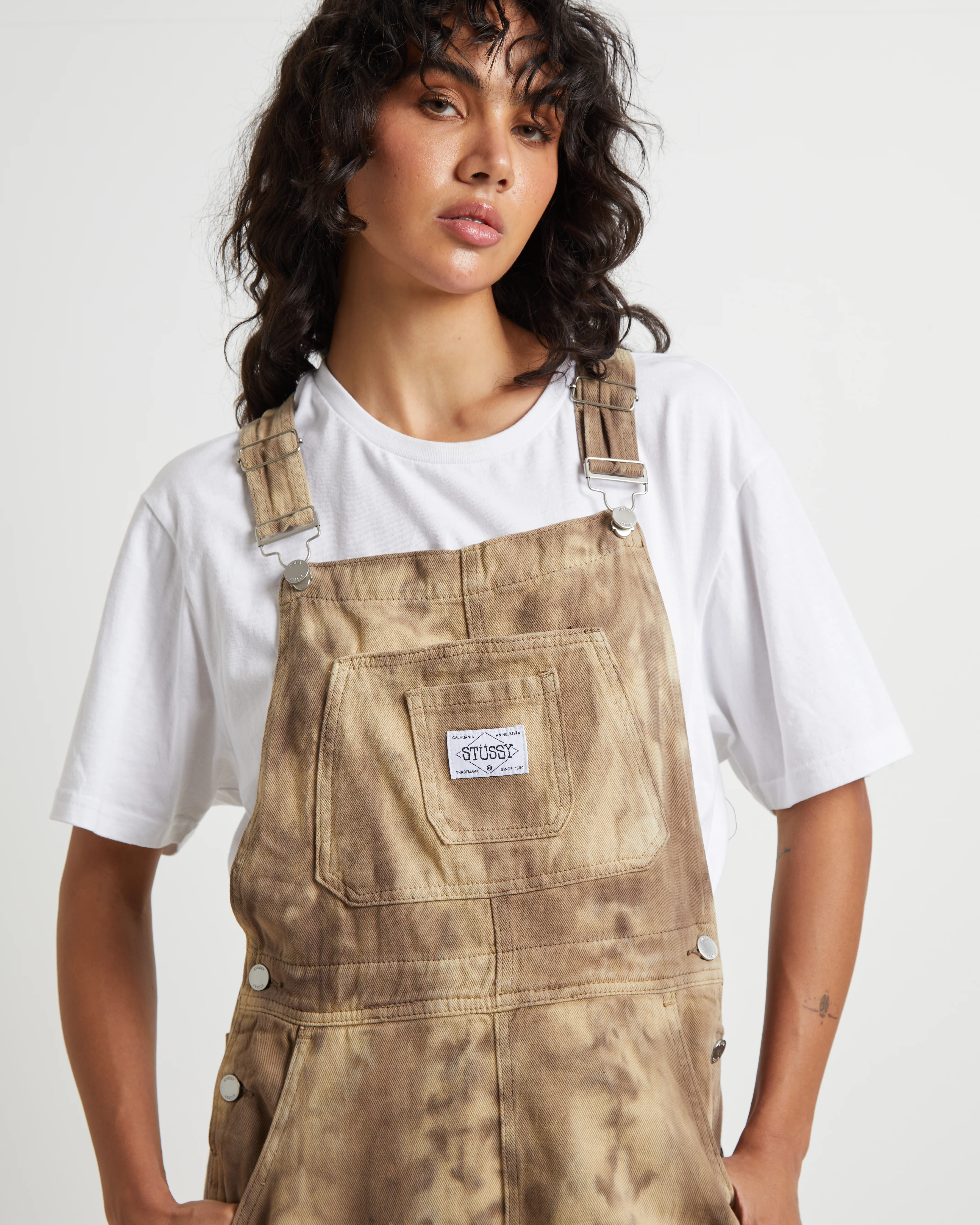 Nevada Denim Short Overalls in Coffee Brown - Image 5