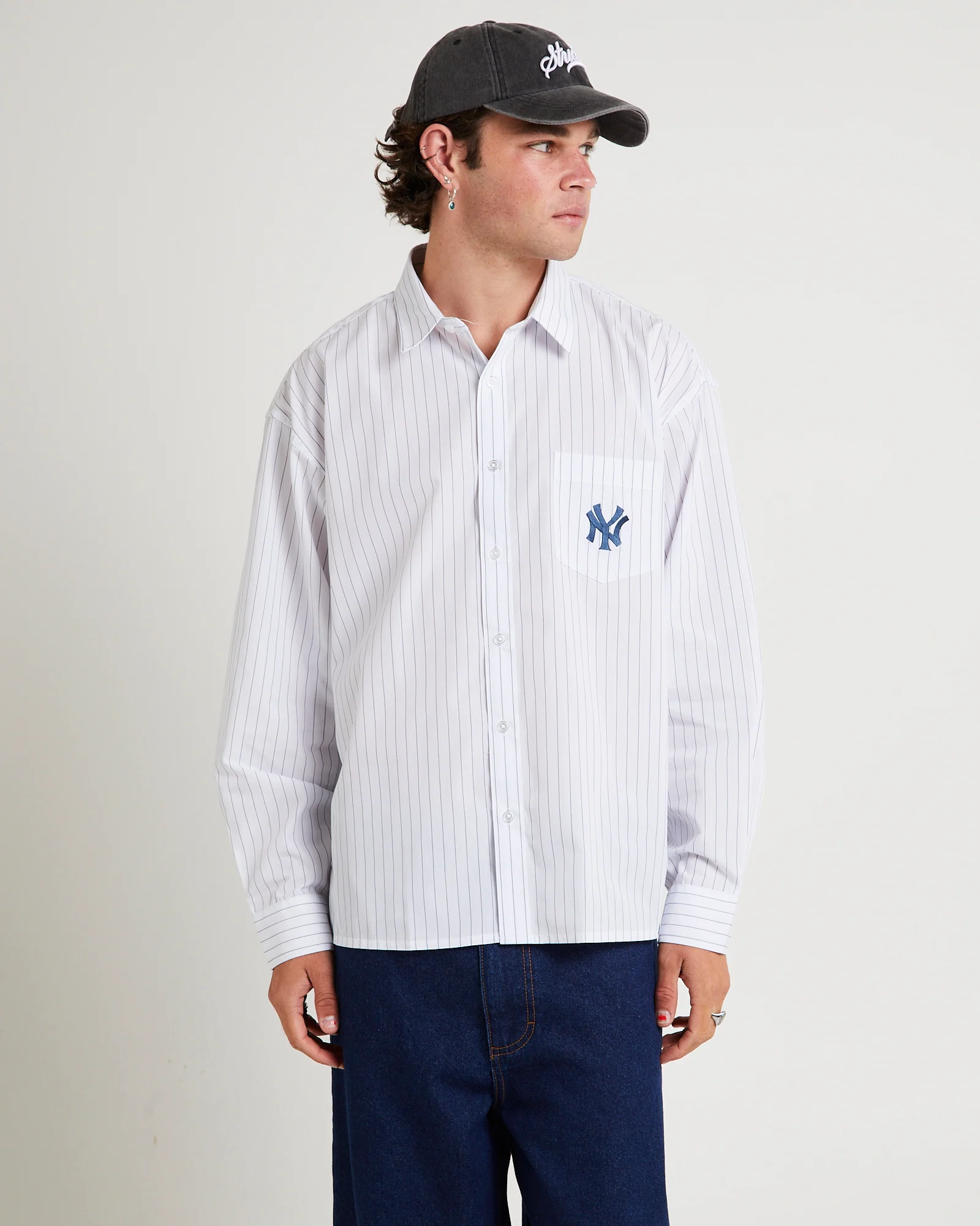 New York Yankees Pinstripe Button Up Shirt - Image 4