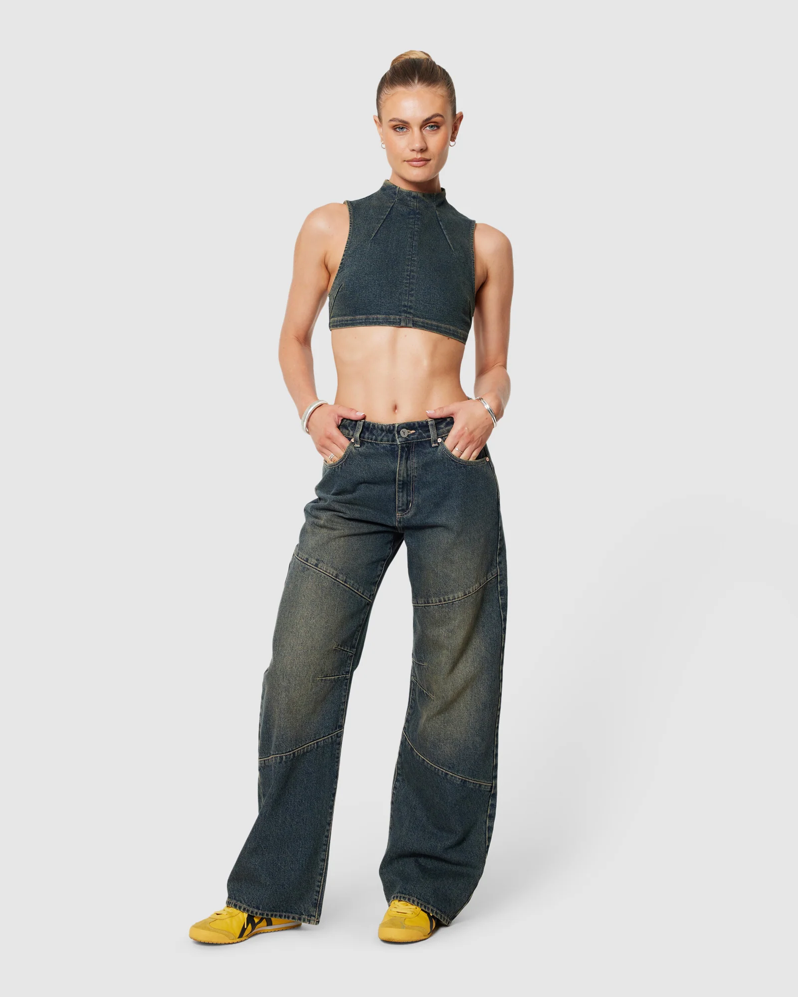 Nightlife Mock Neck Quinn Denim Top - Image 3