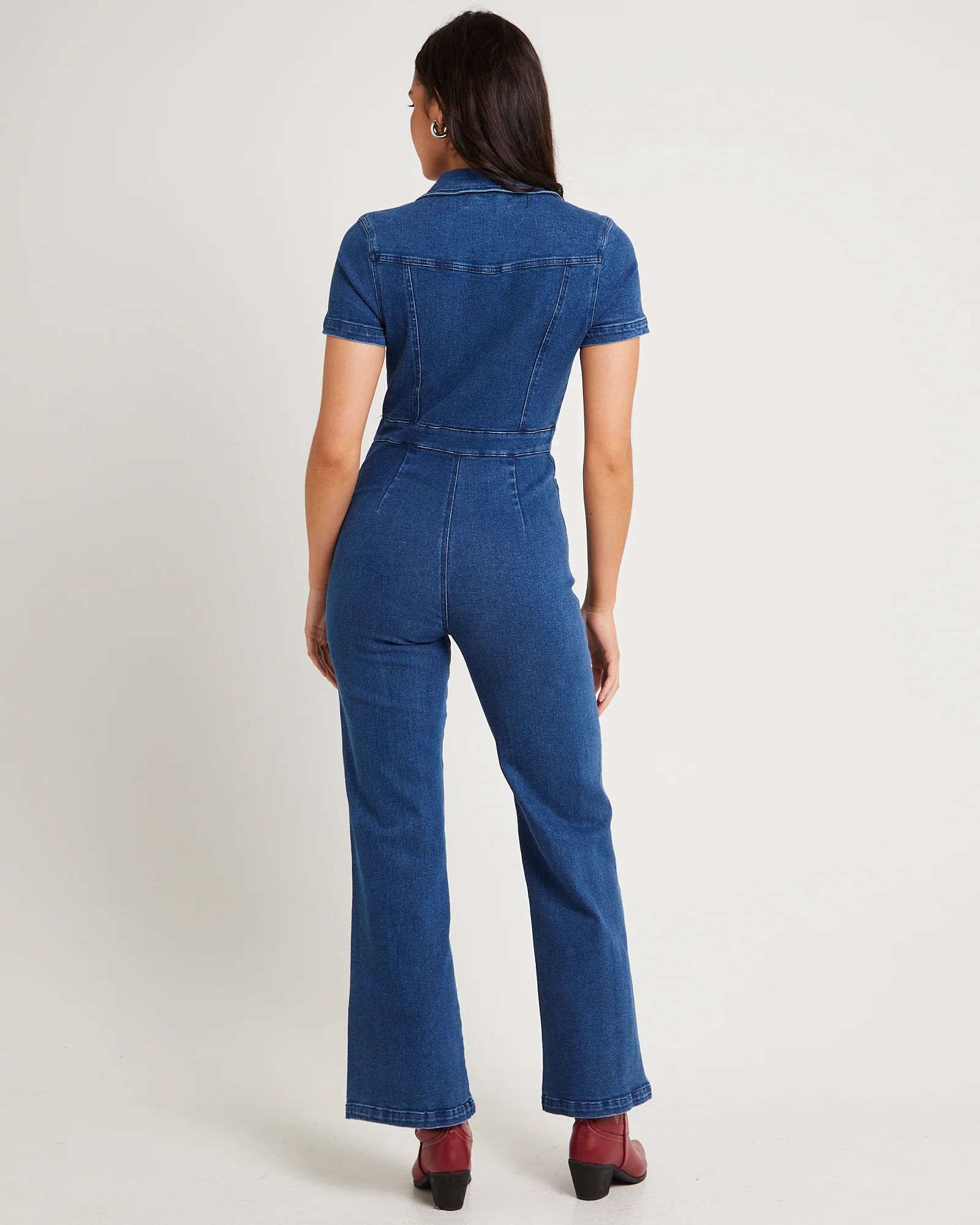 Nikki Petite Maxi Denim Boiler Suit - Image 2