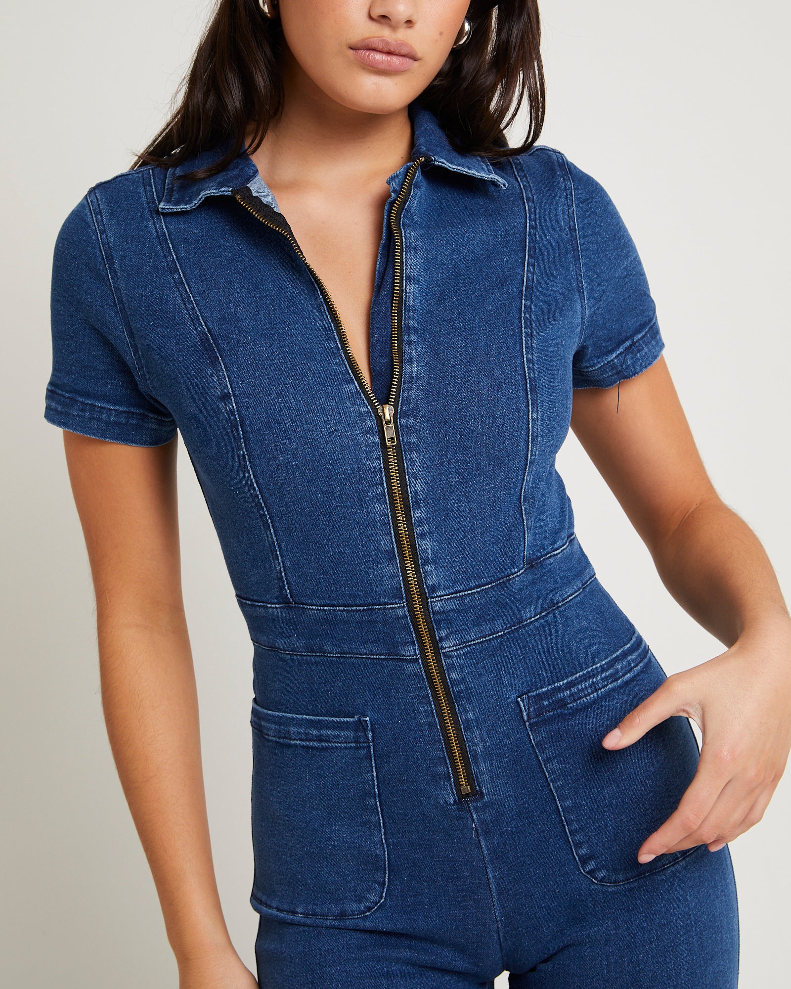 Nikki Petite Maxi Denim Boiler Suit - Image 5