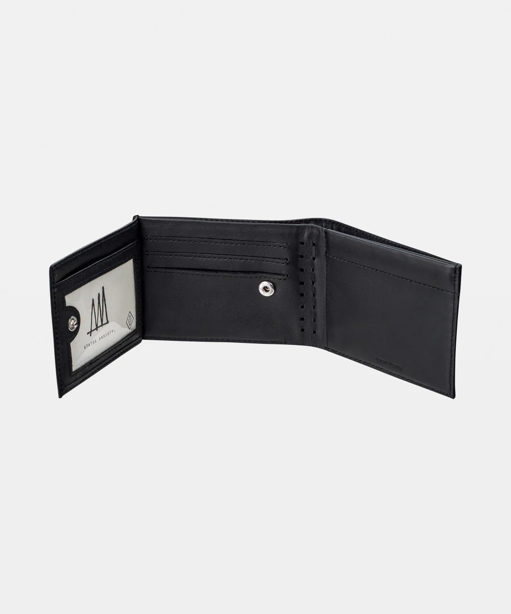 Noah Tri Fold Leather Wallet Black - Image 3