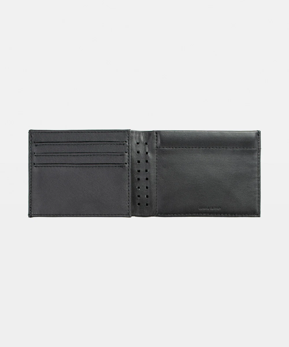 Noah Tri Fold Leather Wallet Black - Image 4