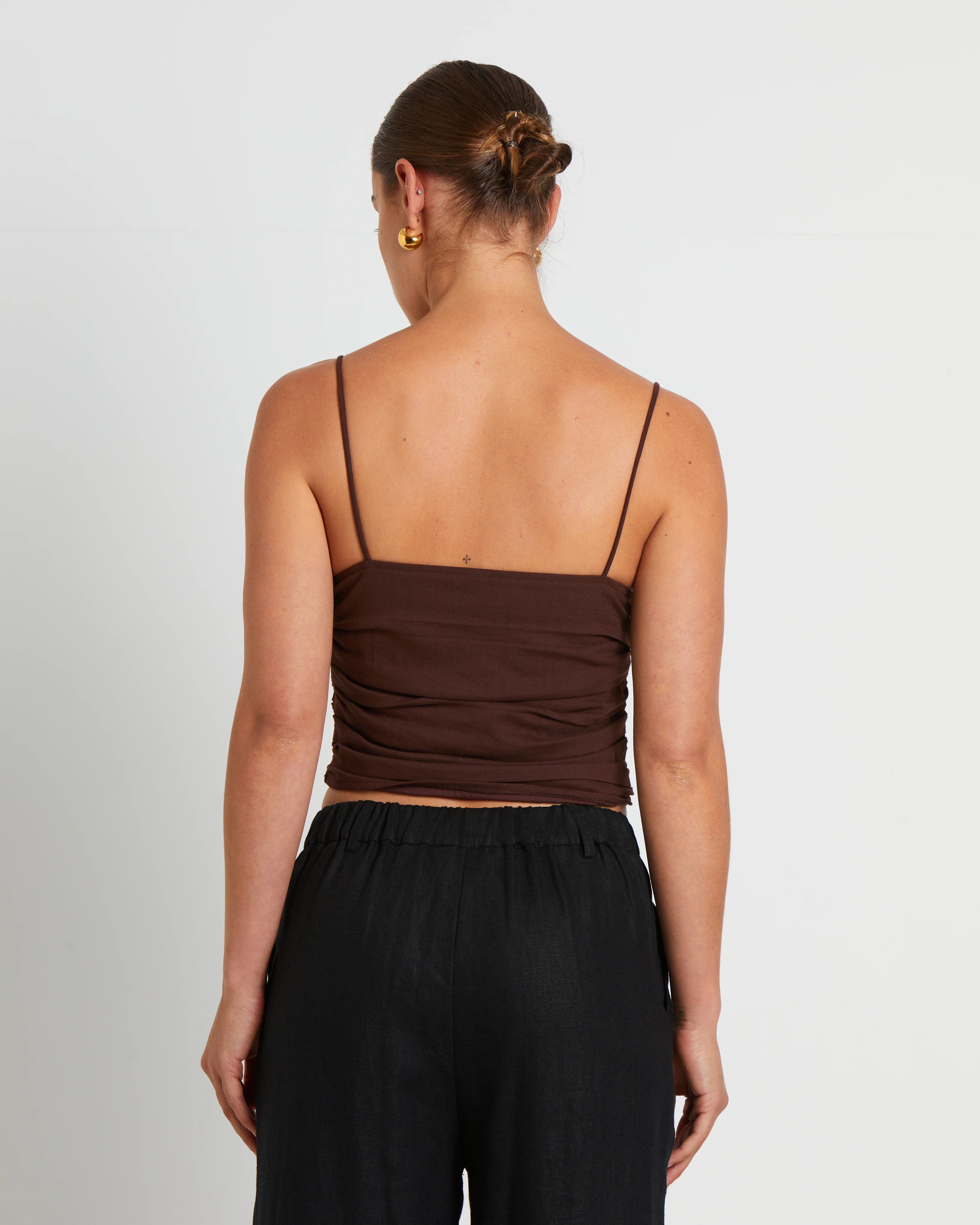 Norah Gather Cami in Coffee Brown - Image 2