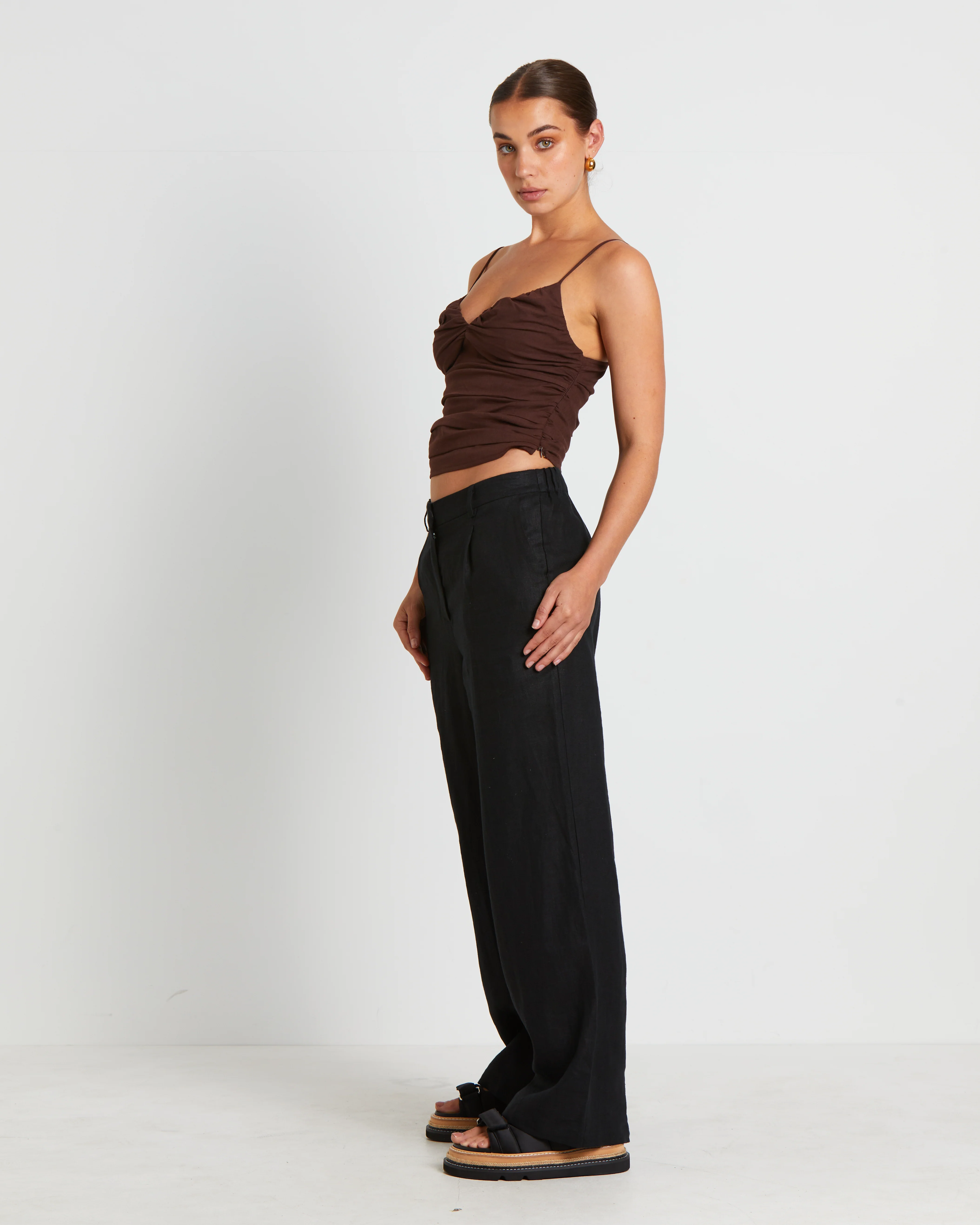 Norah Gather Cami in Coffee Brown - Image 4