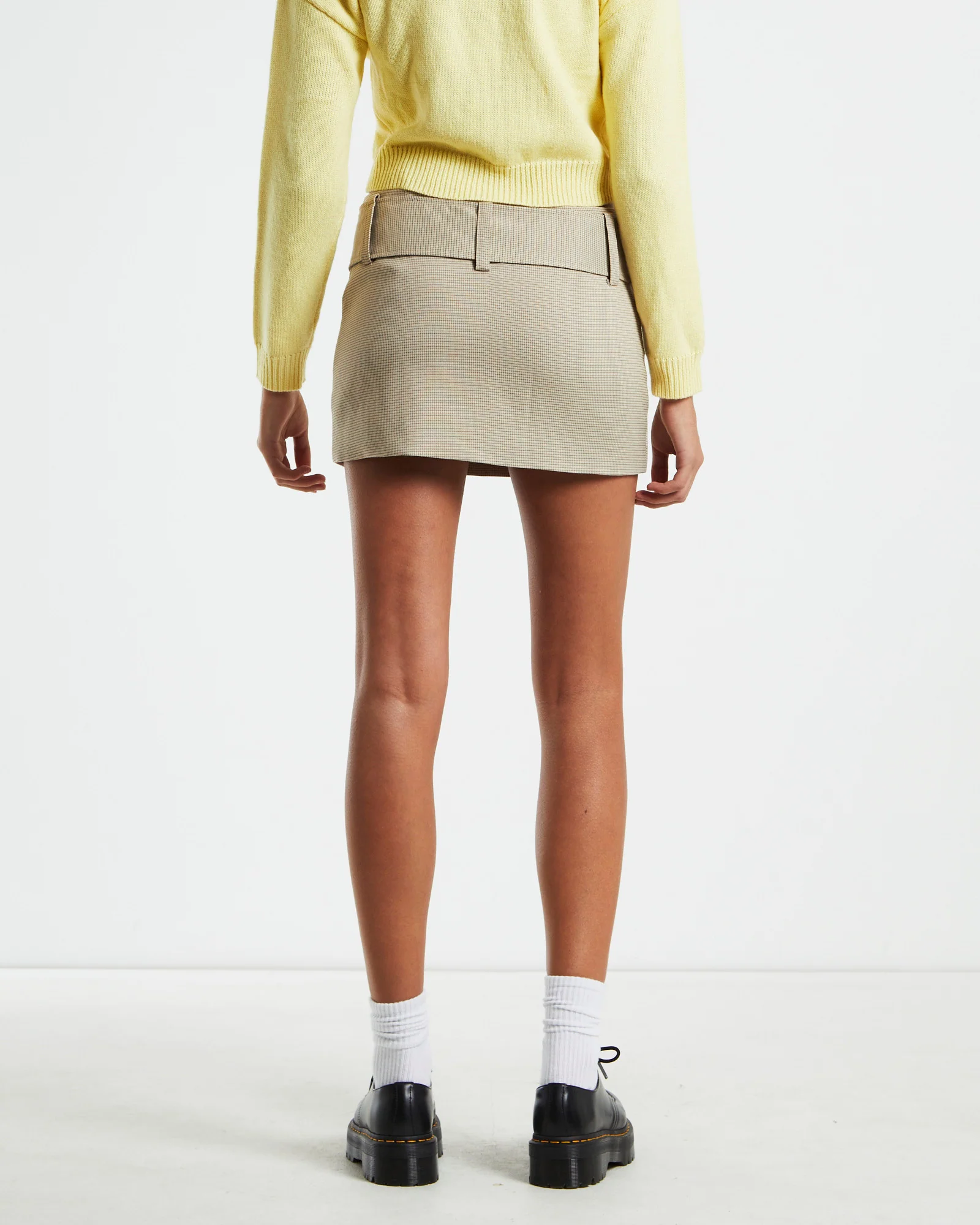 Nova Low Rise Geo Mini Skirt in Beige - Image 2