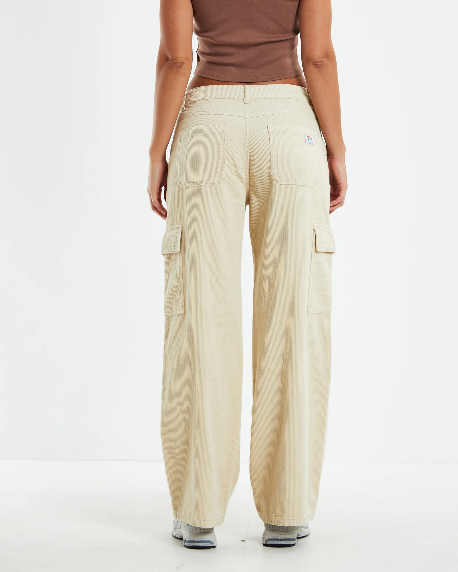 Octavia Low Jumbo Cord Cargo Pants Cream - Image 2