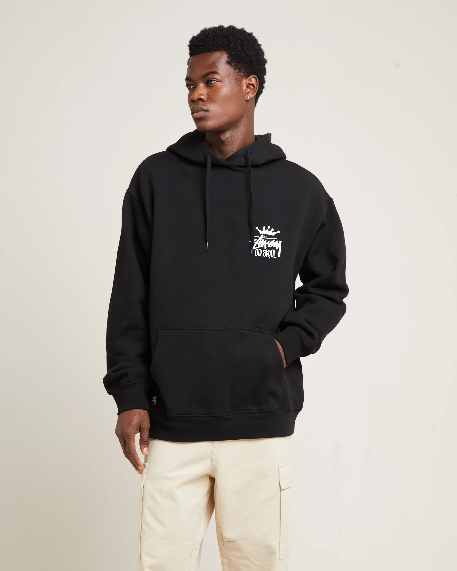 Old Skool Fleece Hoodie Black - Image 2