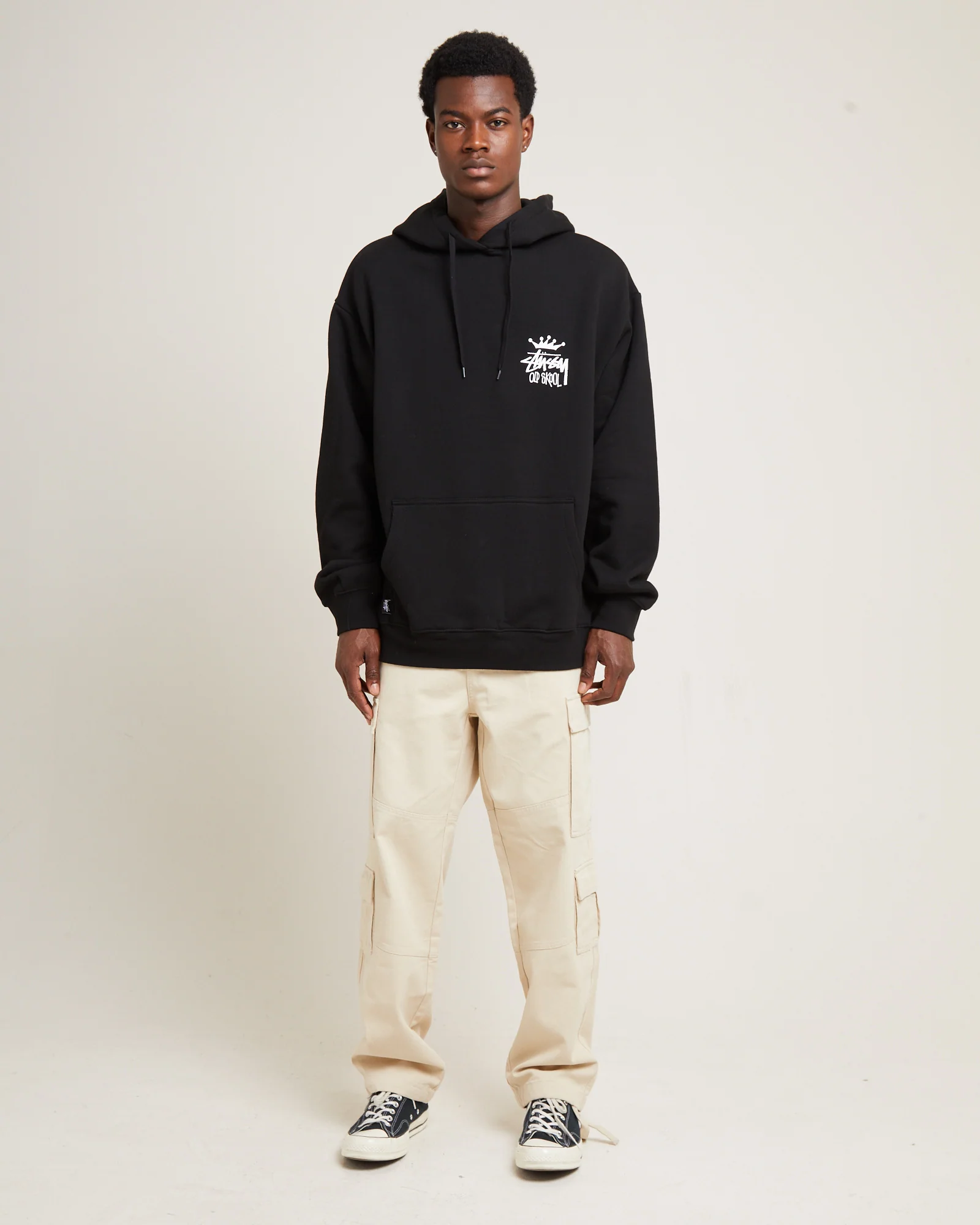 Old Skool Fleece Hoodie Black - Image 3