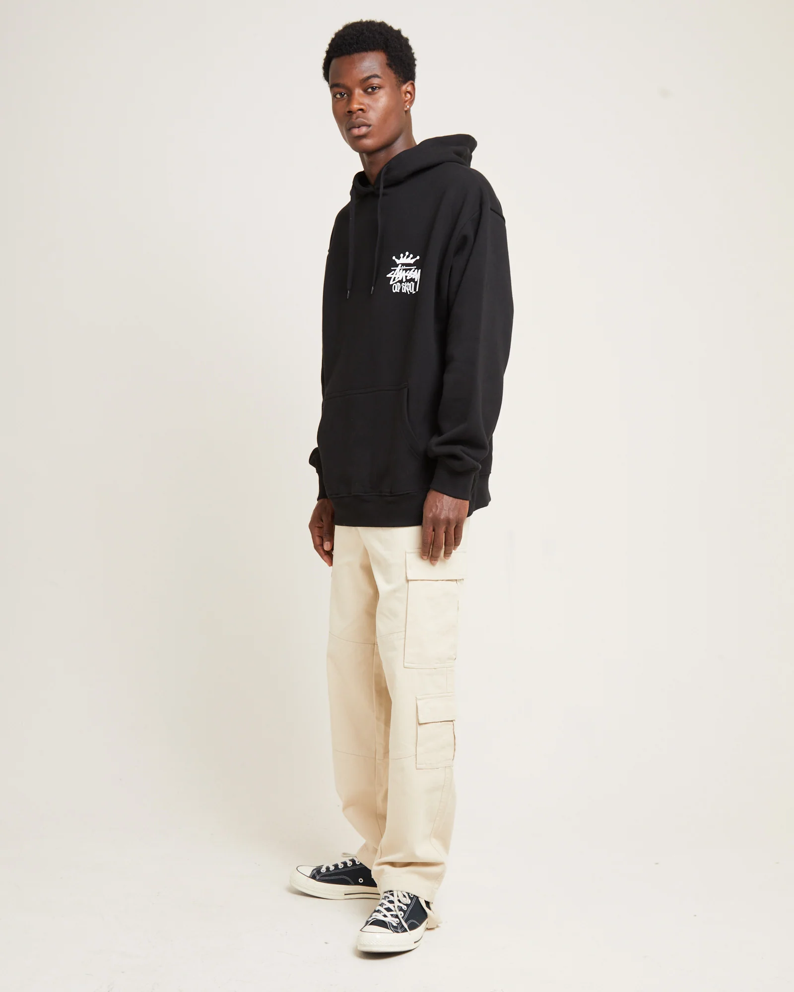Old Skool Fleece Hoodie Black - Image 6