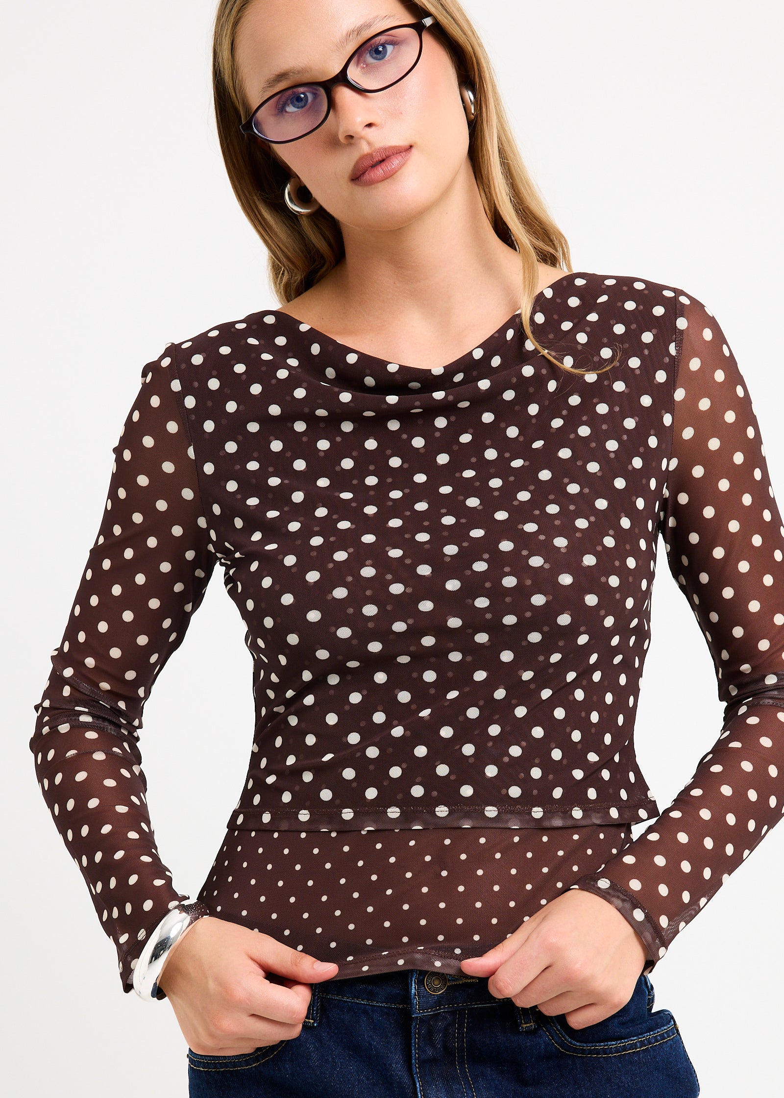 Olivia Spot Mesh Top - Image 5