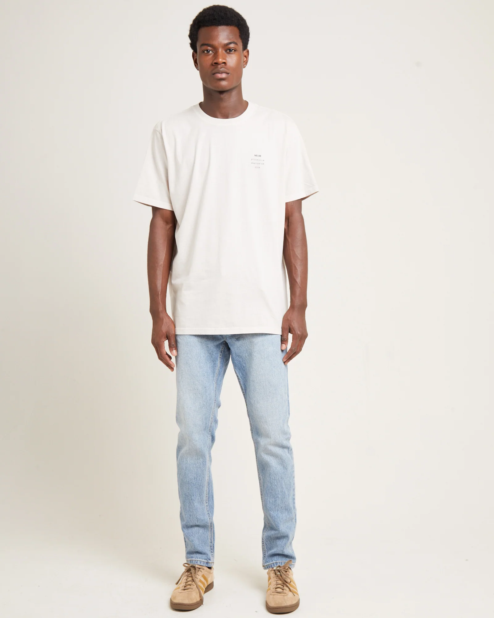 Organic Neuw Band Short Sleeve T-Shirt Washed Stone - Image 3
