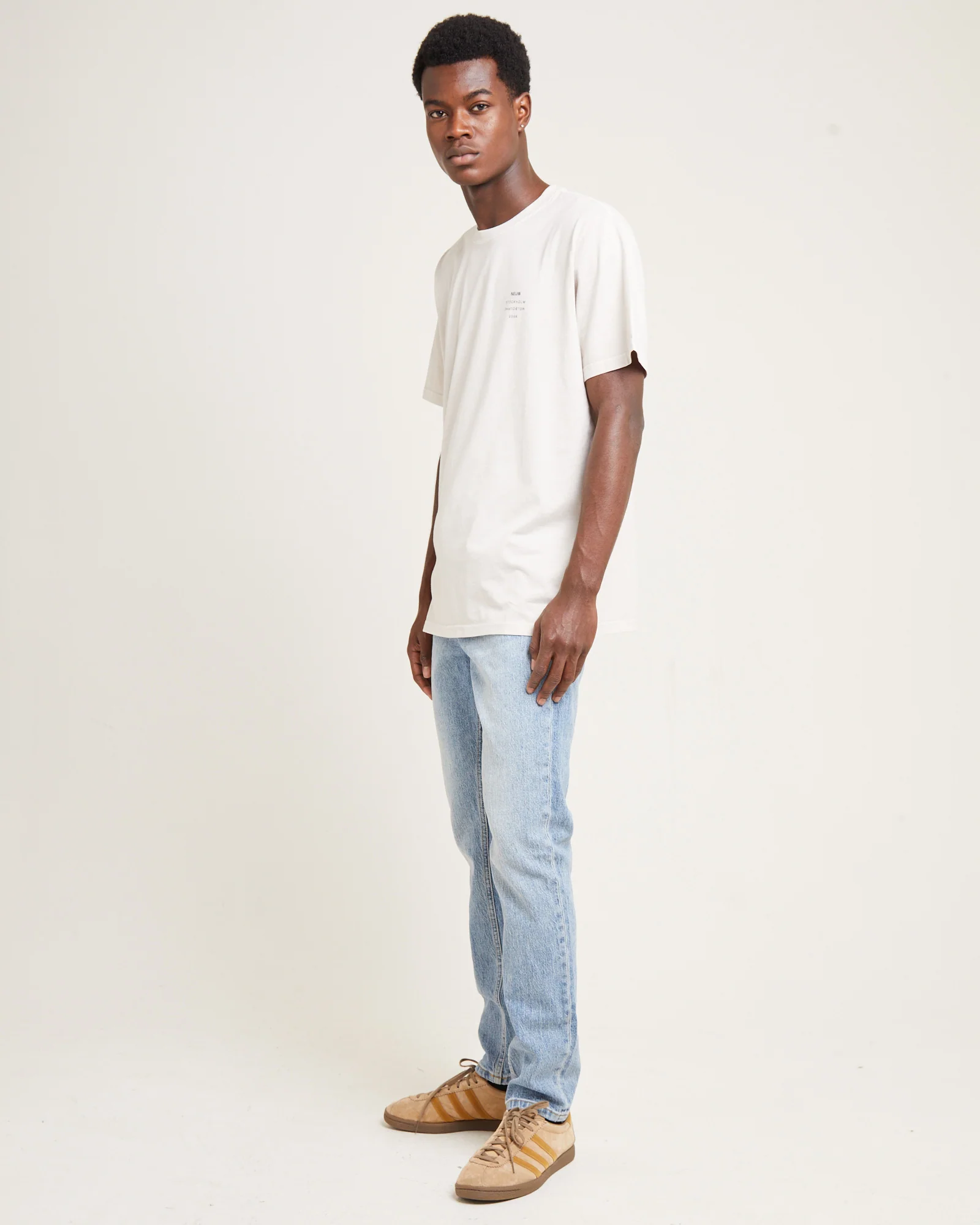 Organic Neuw Band Short Sleeve T-Shirt Washed Stone - Image 4